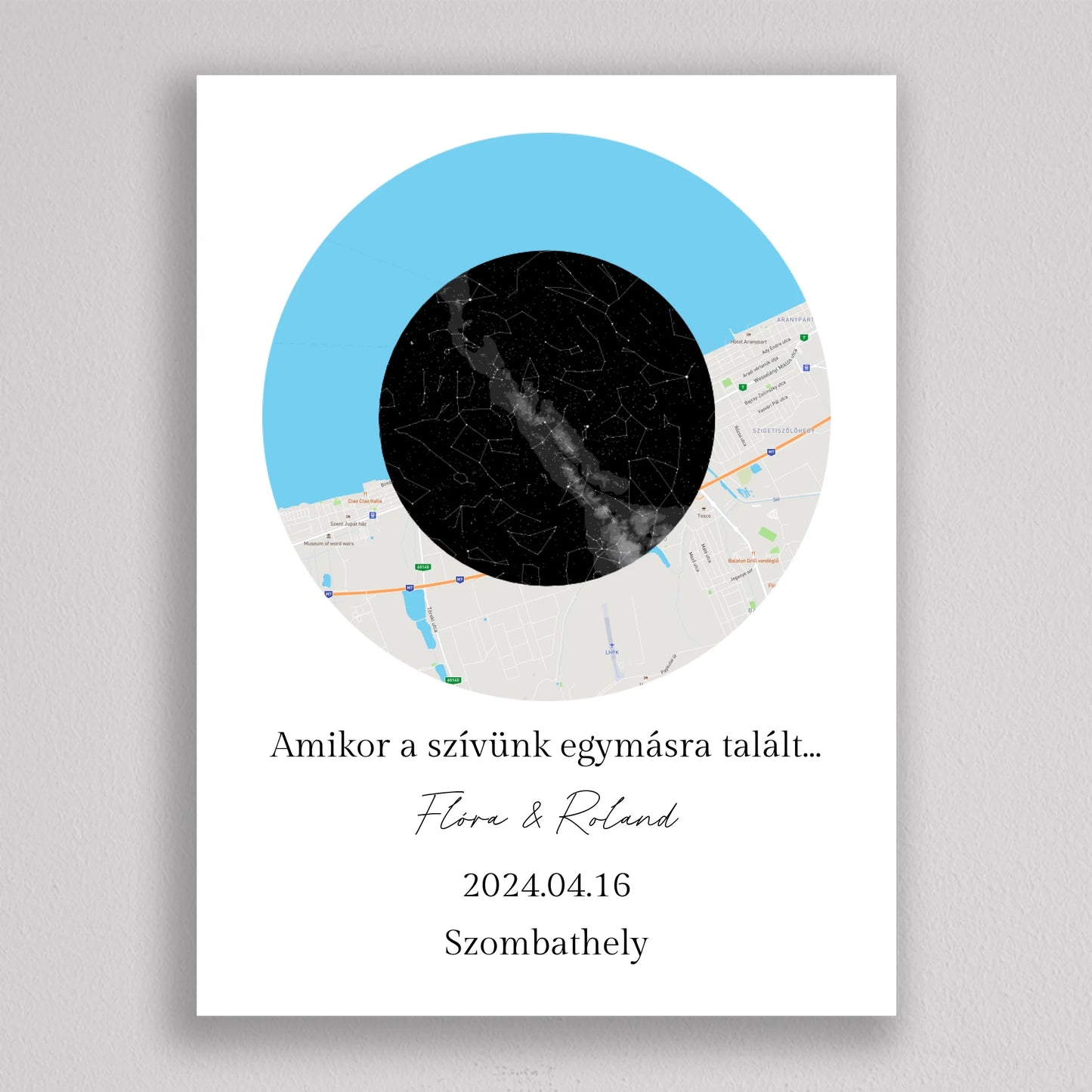 Kör a körben csillagtérkép és térkép kollázs - többszínű