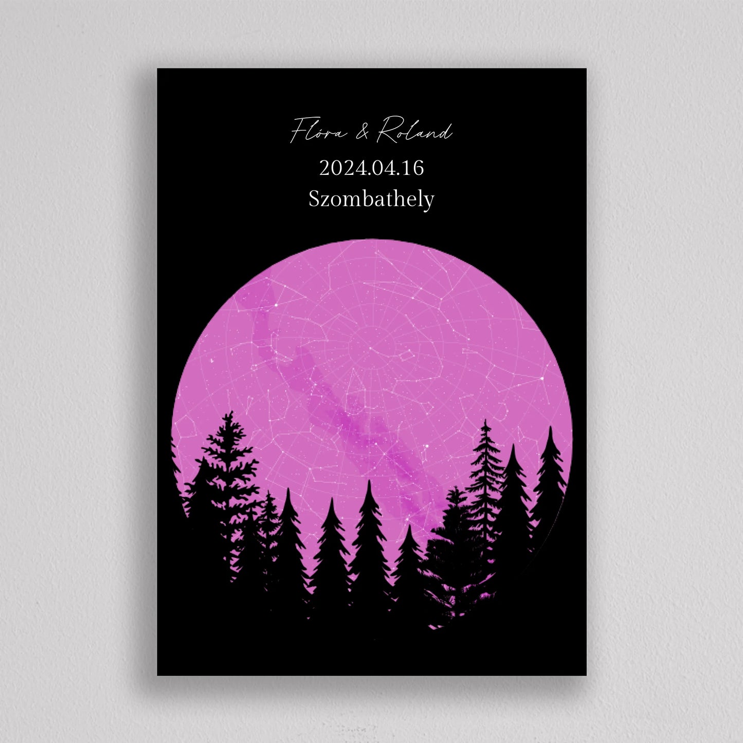 Romantikus KÖR alakú csillagtérkép - többszínű