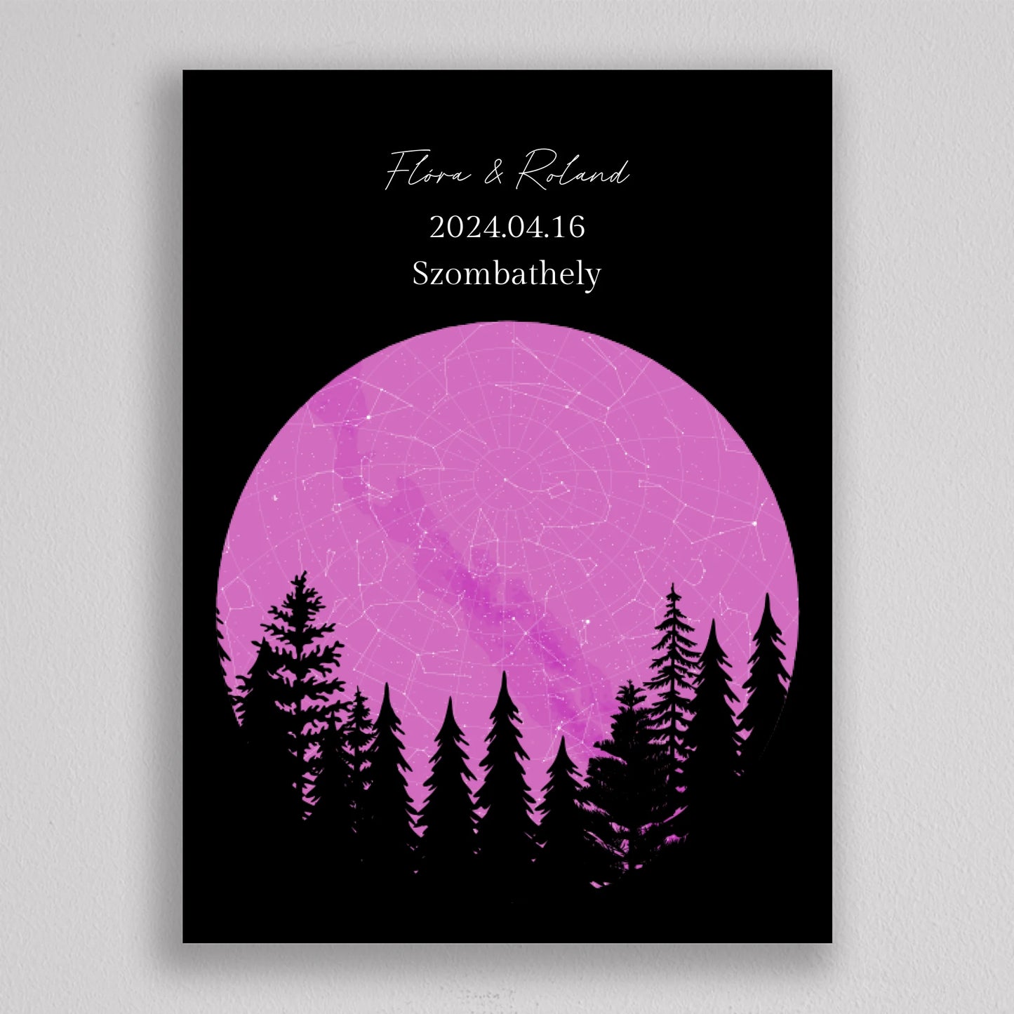 Romantikus KÖR alakú csillagtérkép - többszínű