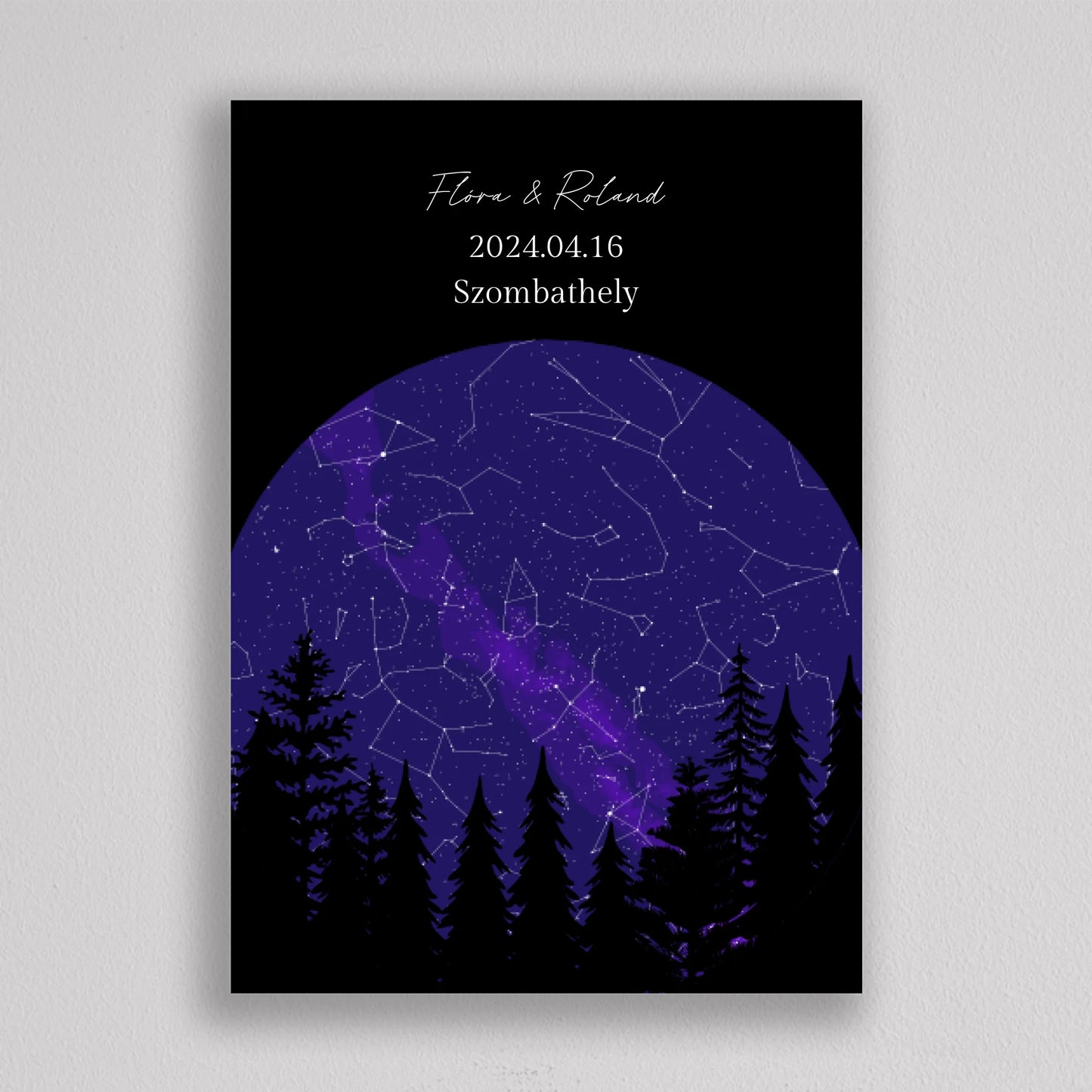 Csillagos éj romantikus KÖR alakú csillagtérkép - többszínű