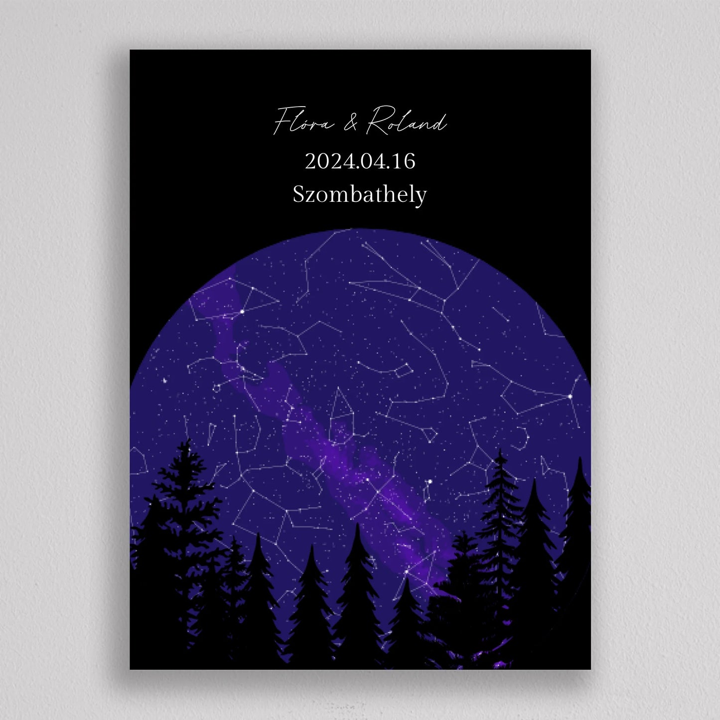 Csillagos éj romantikus KÖR alakú csillagtérkép - többszínű