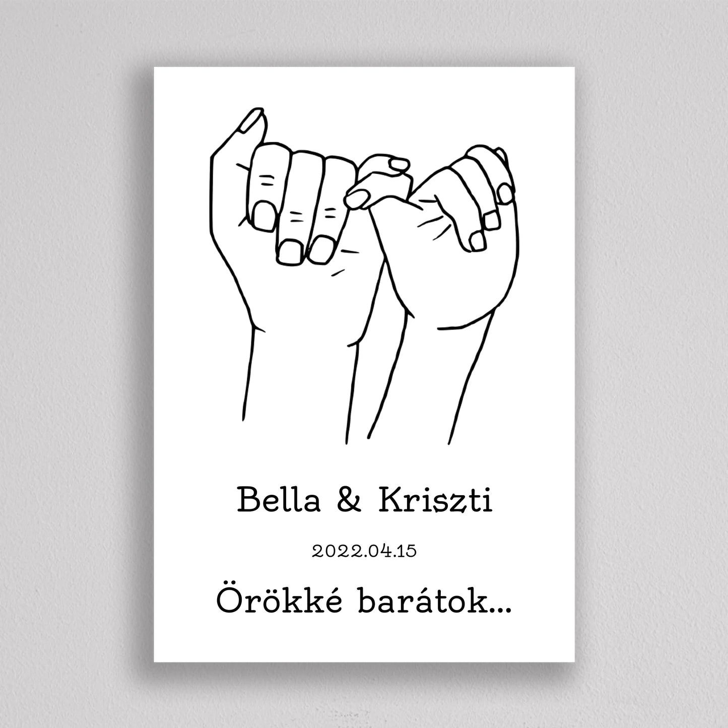 Egyedi barátnős kezek vonalrajz