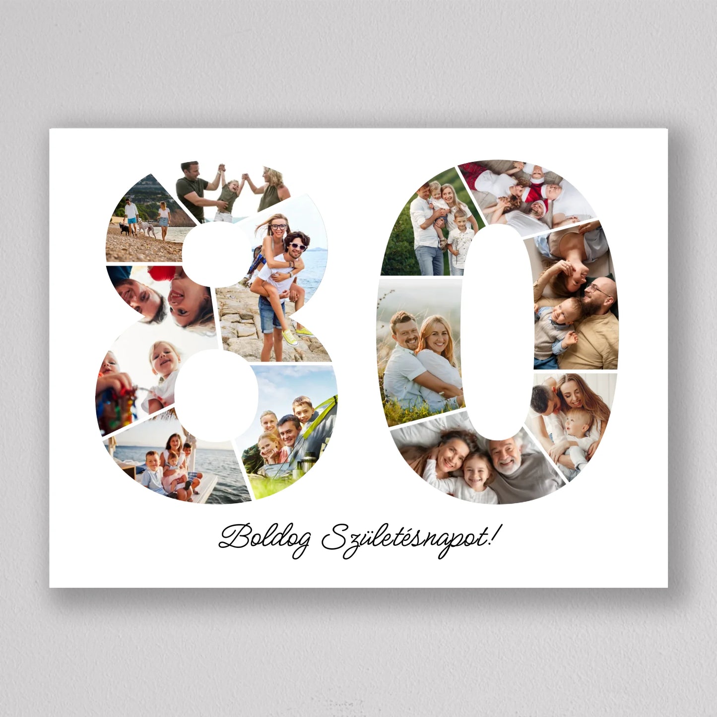 Egyedi számos fotó kollázs 0-tól 99-ig születésnapra, évfordulóra