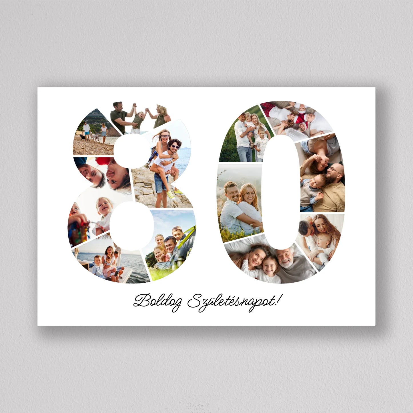 Egyedi számos fotó kollázs 80. születésnapra, évfordulóra