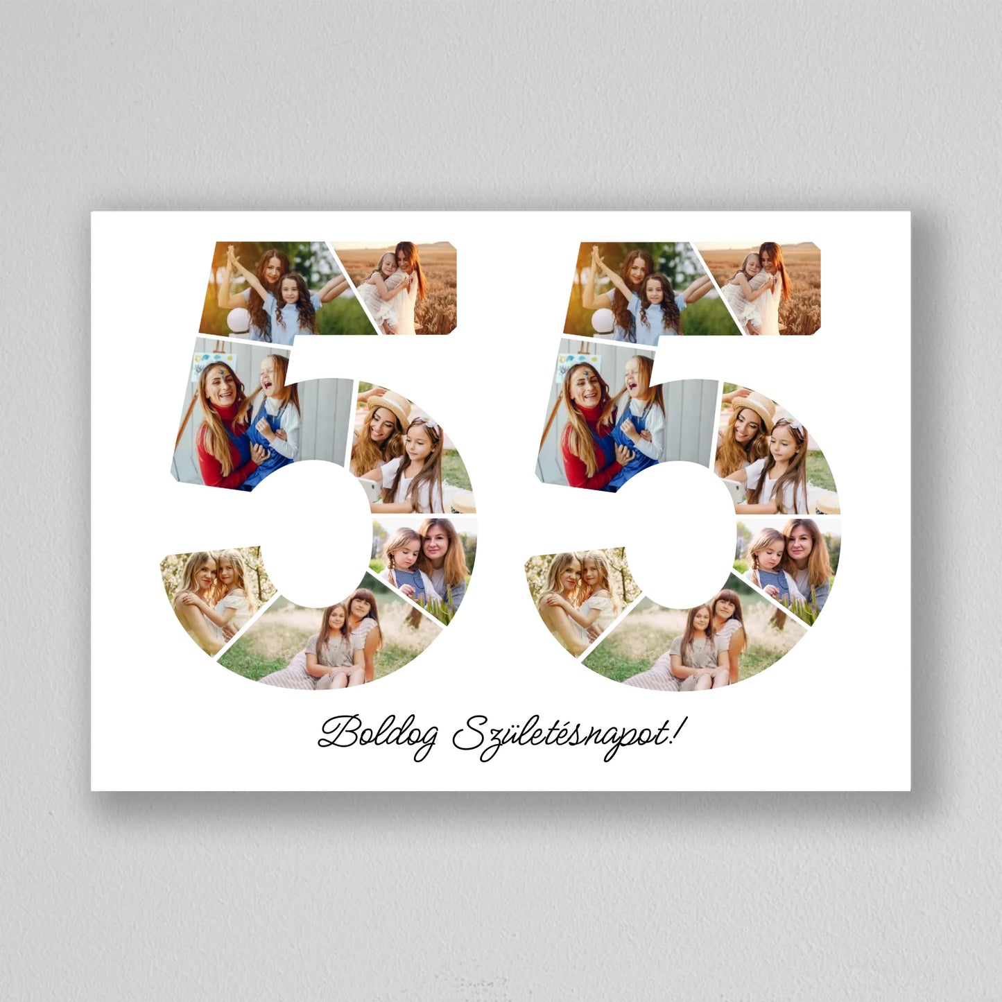 Egyedi számos fotó kollázs 55. születésnapra, évfordulóra