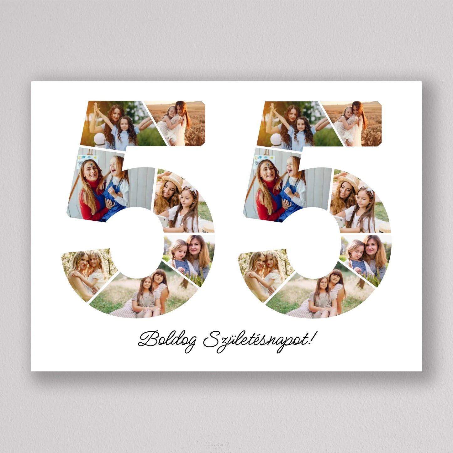 Egyedi számos fotó kollázs 55. születésnapra, évfordulóra