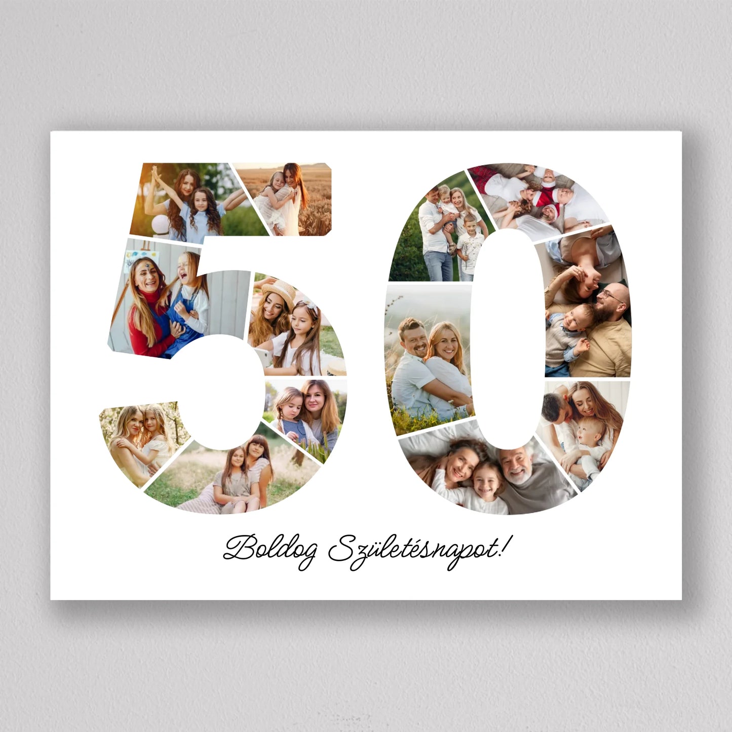 Egyedi számos fotó kollázs 50. születésnapra, évfordulóra