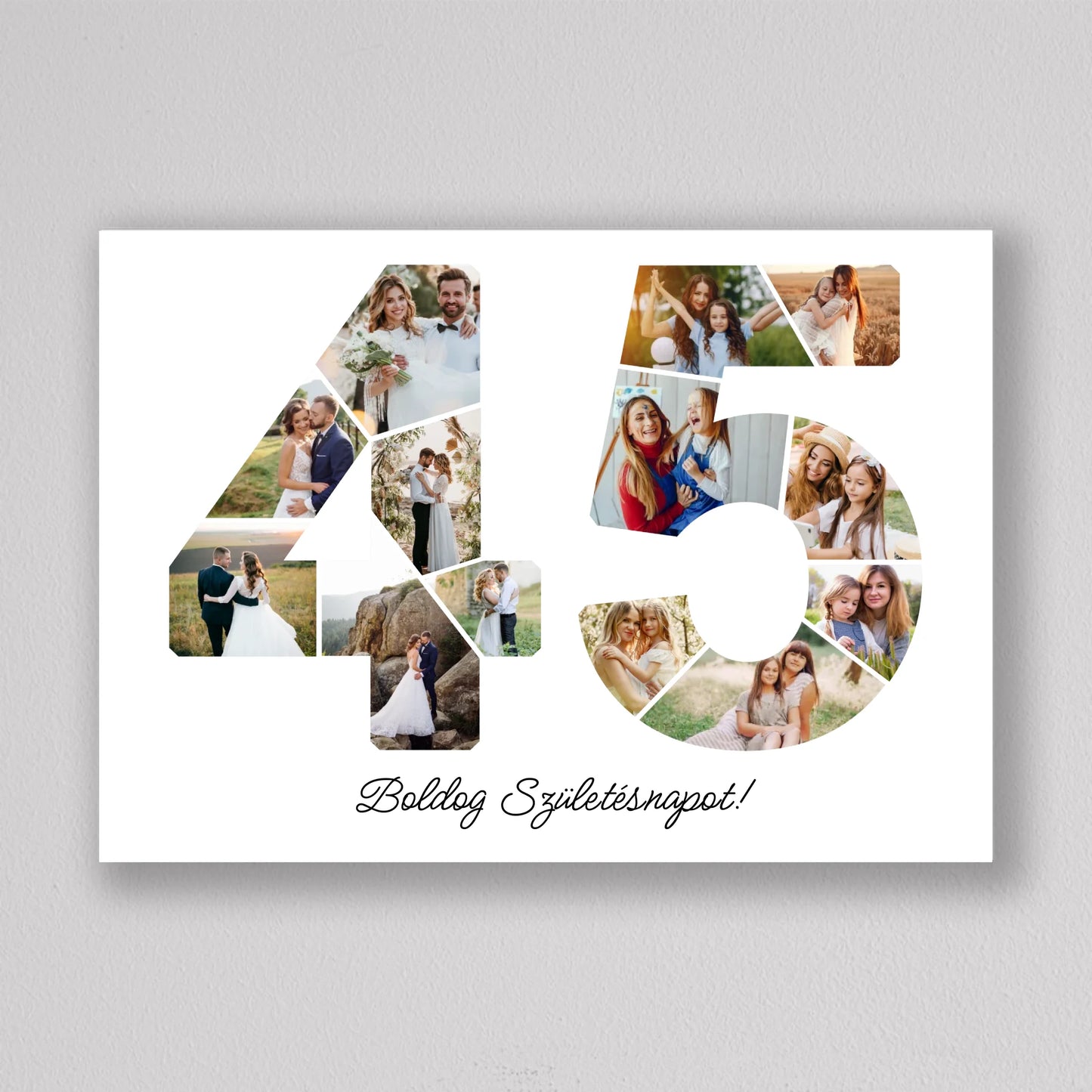 Egyedi számos fotó kollázs 45. születésnapra, évfordulóra