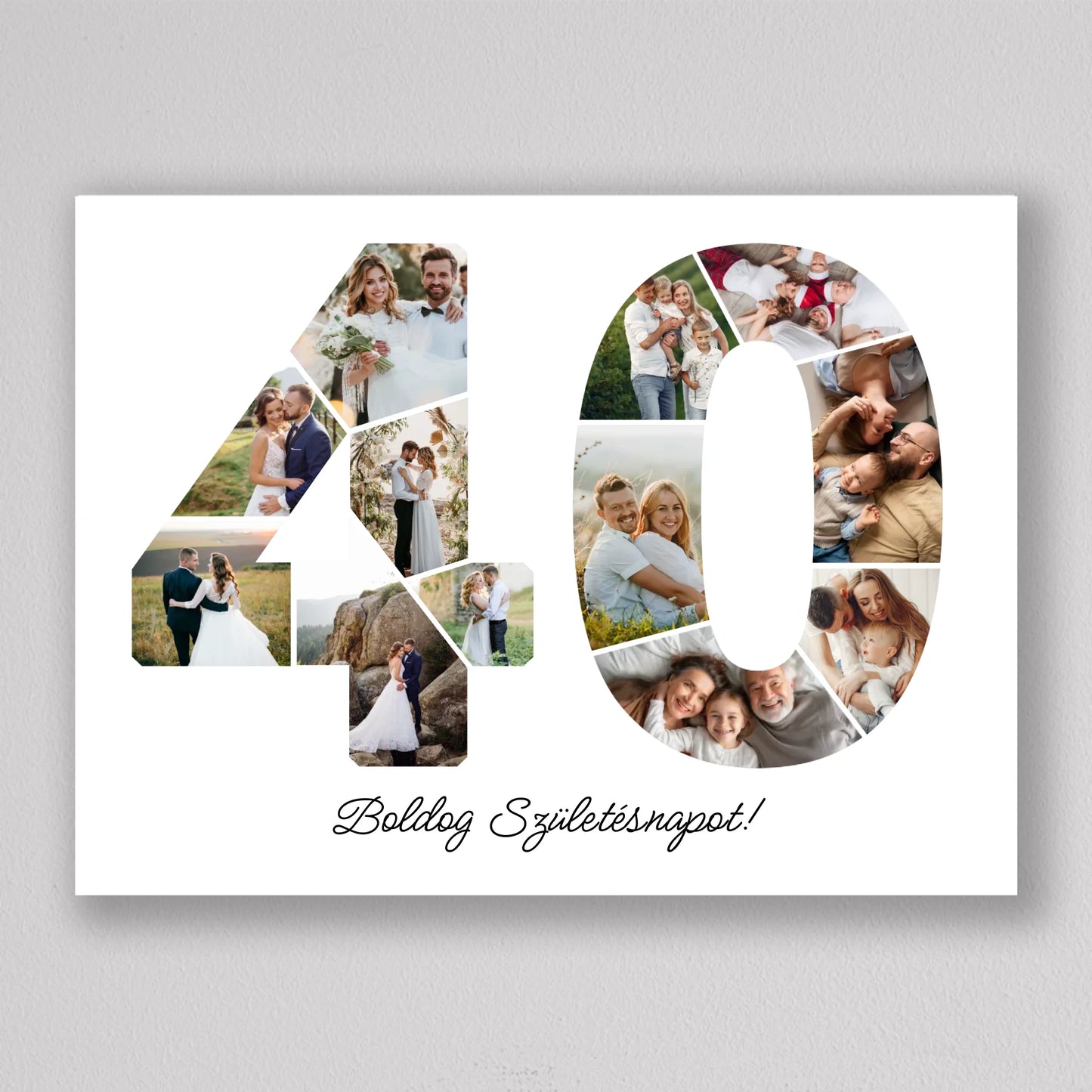 Egyedi számos fotó kollázs 40. születésnapra, évfordulóra