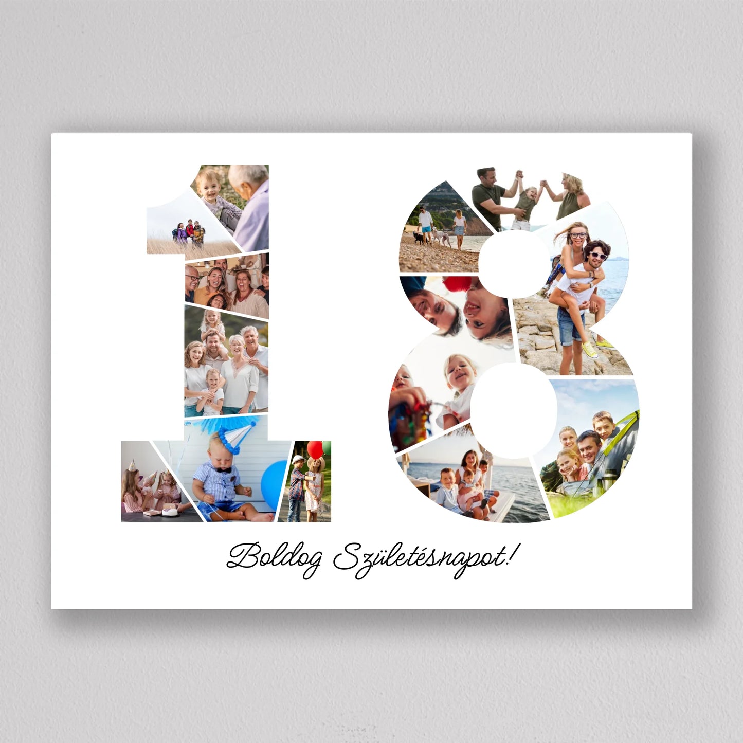 Egyedi számos fotó kollázs 18. születésnapra, évfordulóra
