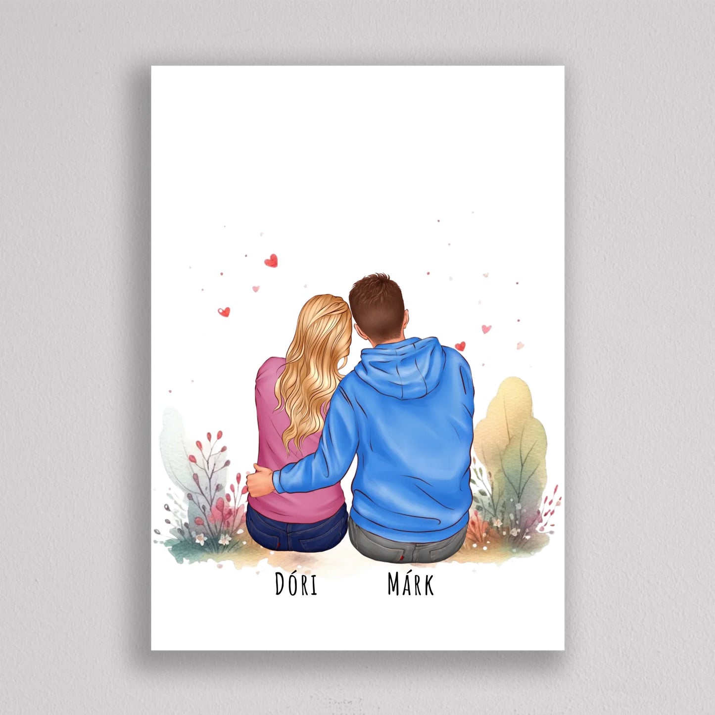 Szerelmes pár egyedi illusztráció