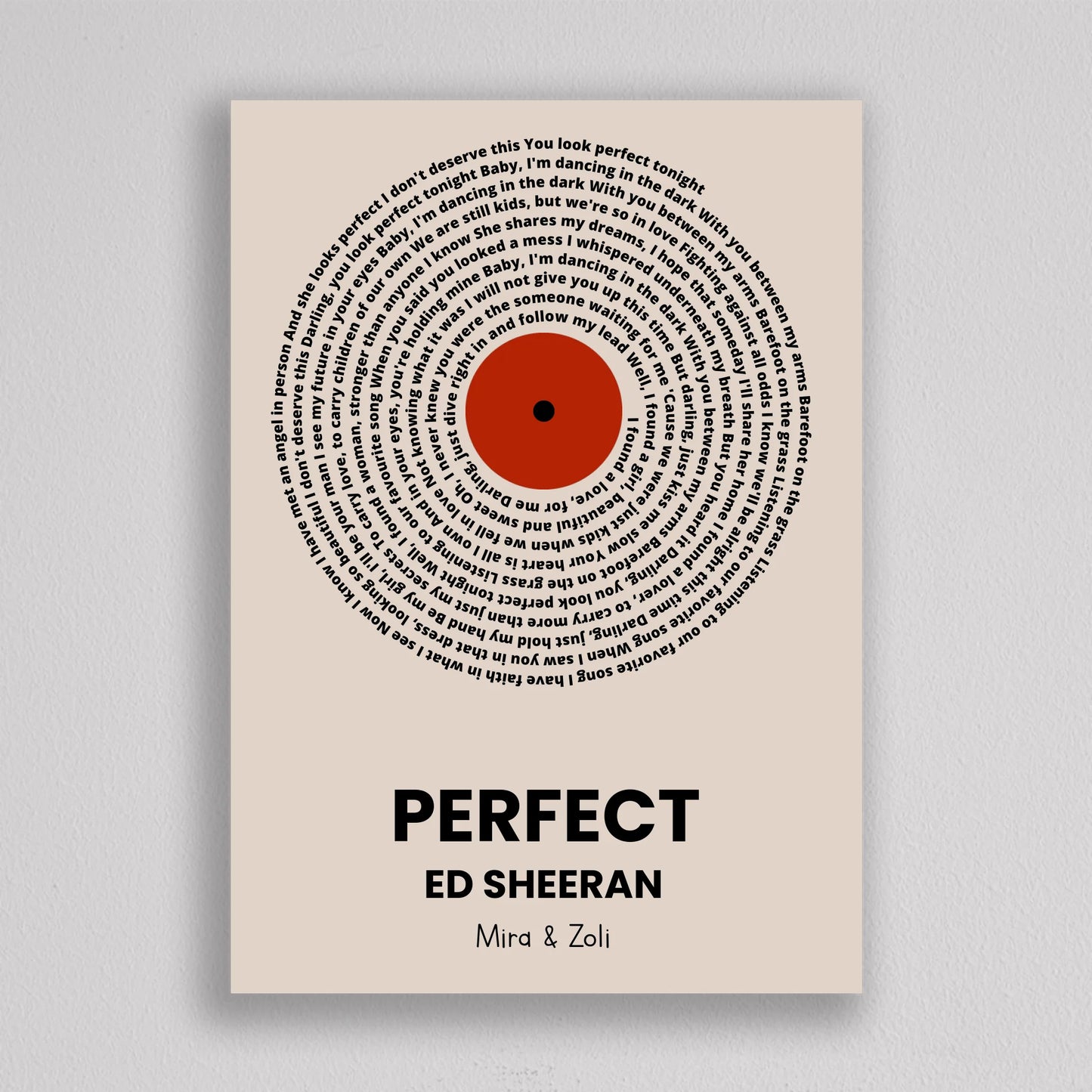 Személyre szabott bakelit spirál dalszöveggel