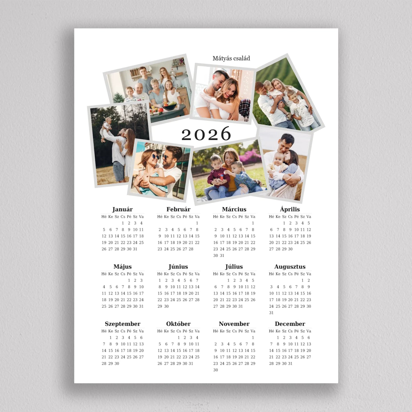 2026 Családi Naptár Fotó Kollázs