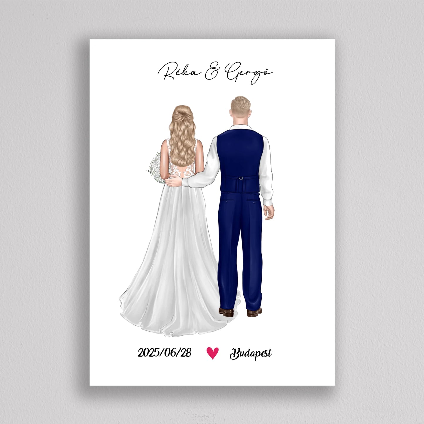 Menyasszony és Vőlegény Esküvői Pár Illusztráció