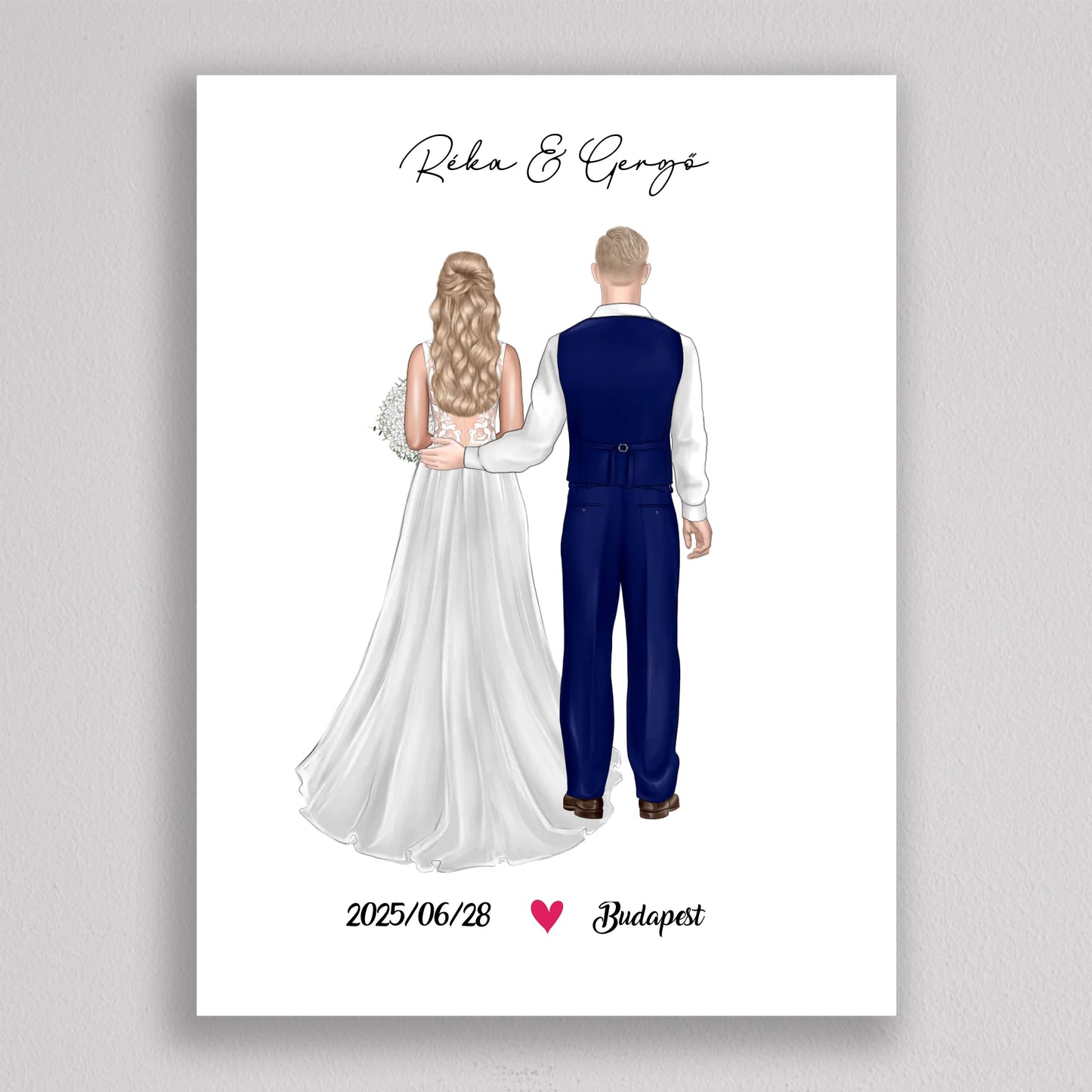 Menyasszony és Vőlegény Esküvői Pár Illusztráció