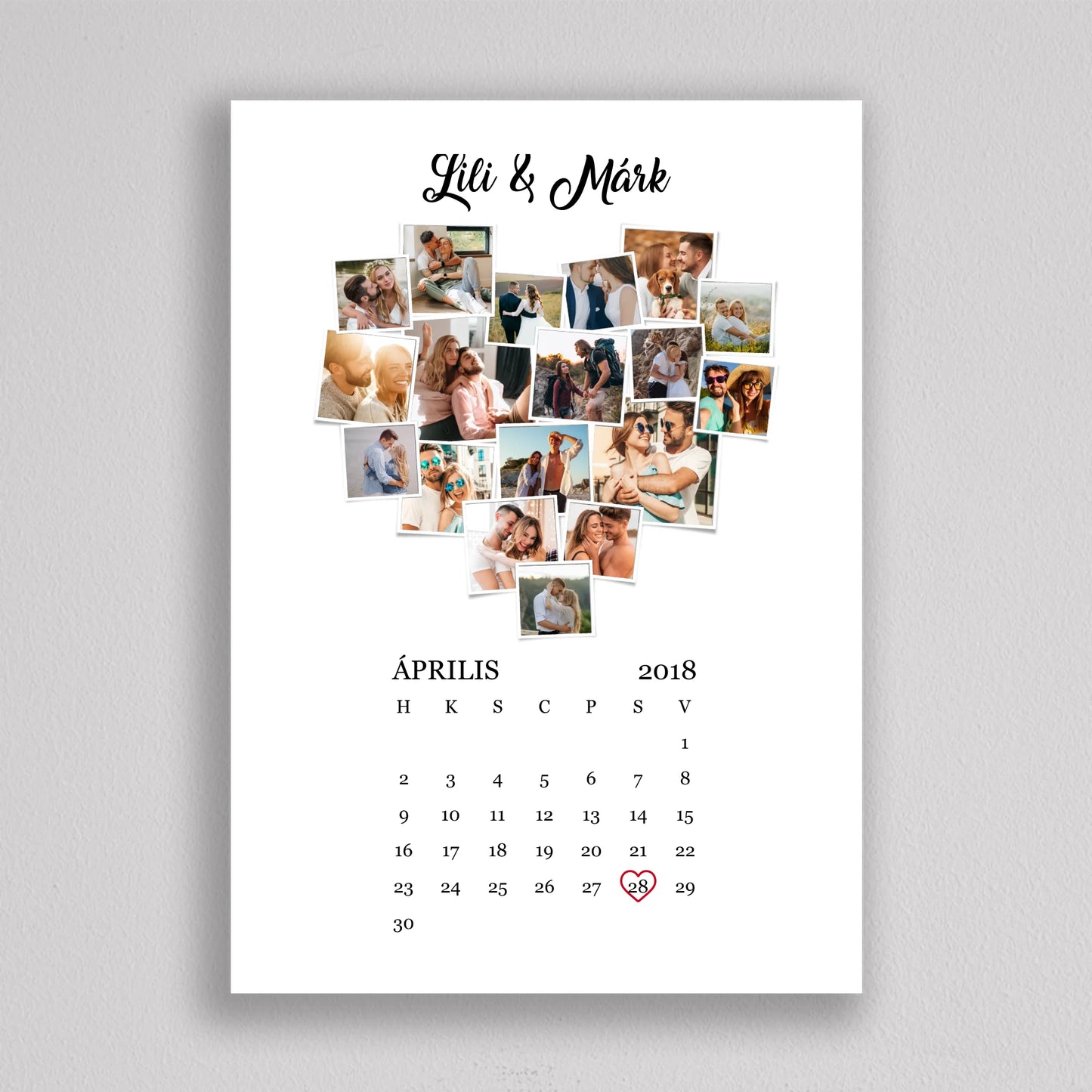 Szerelmes emlékek naptárral – Polaroid stílusban