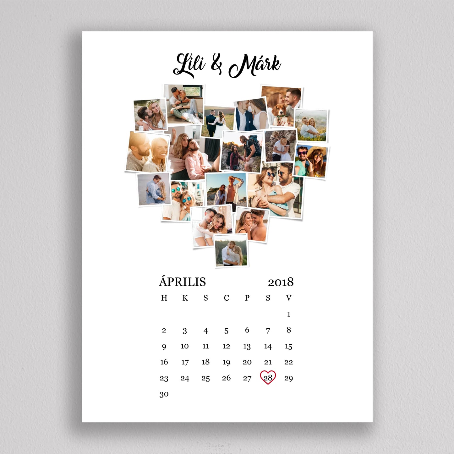 Szerelmes emlékek naptárral – Polaroid stílusban