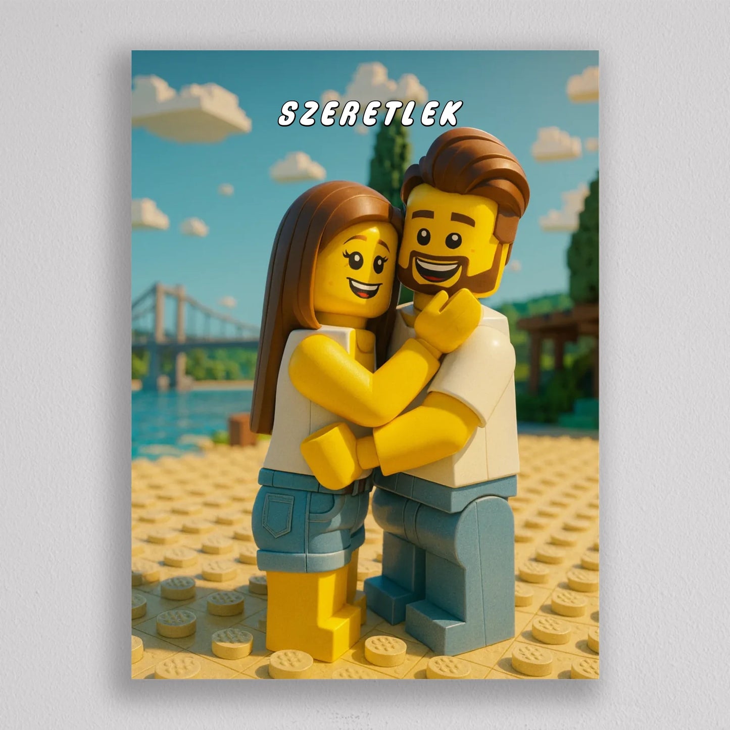 LEGO stílusú családi falikép mesterséges intelligencia (AI) által létrehozott