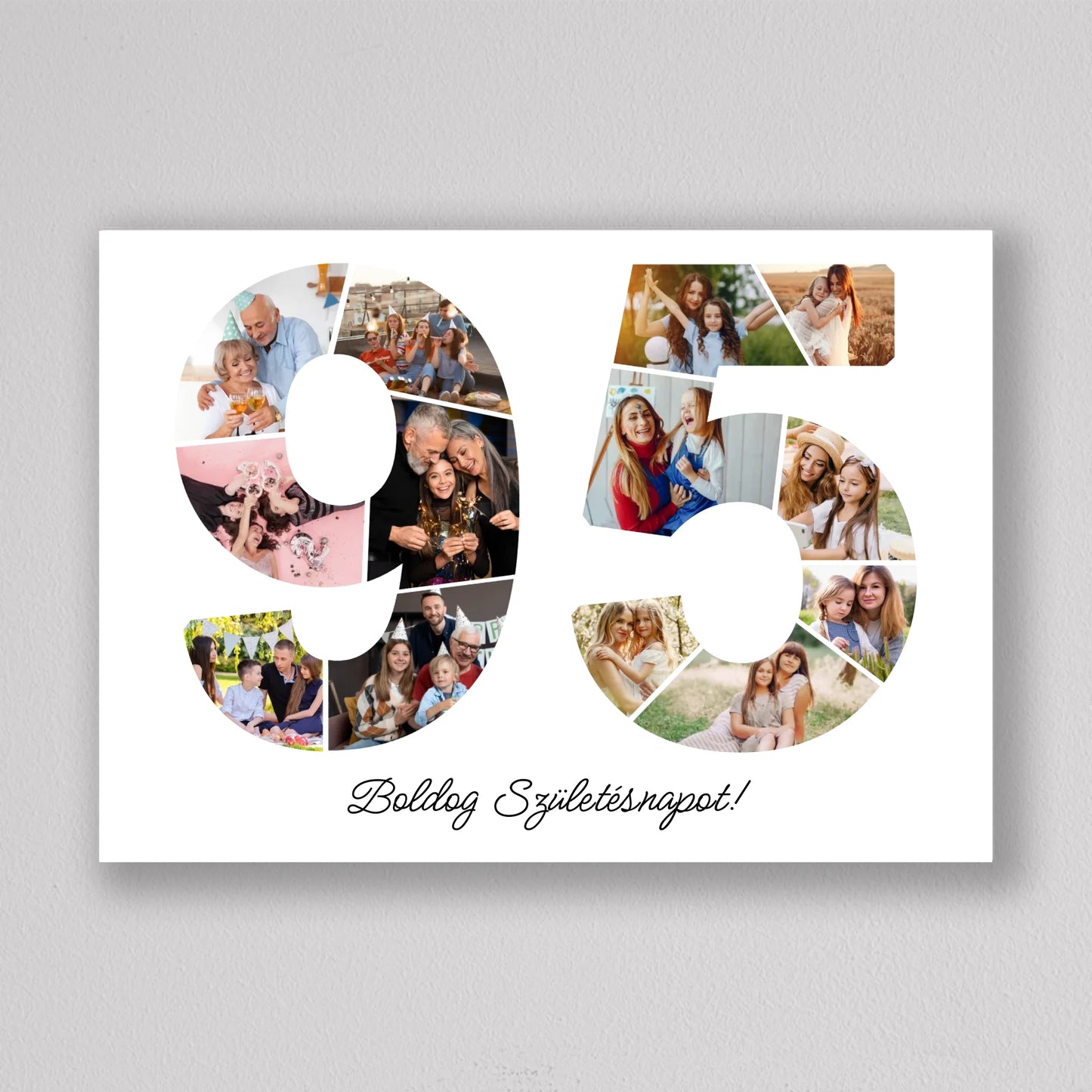 Egyedi számos fotó kollázs 95. születésnapra, évfordulóra