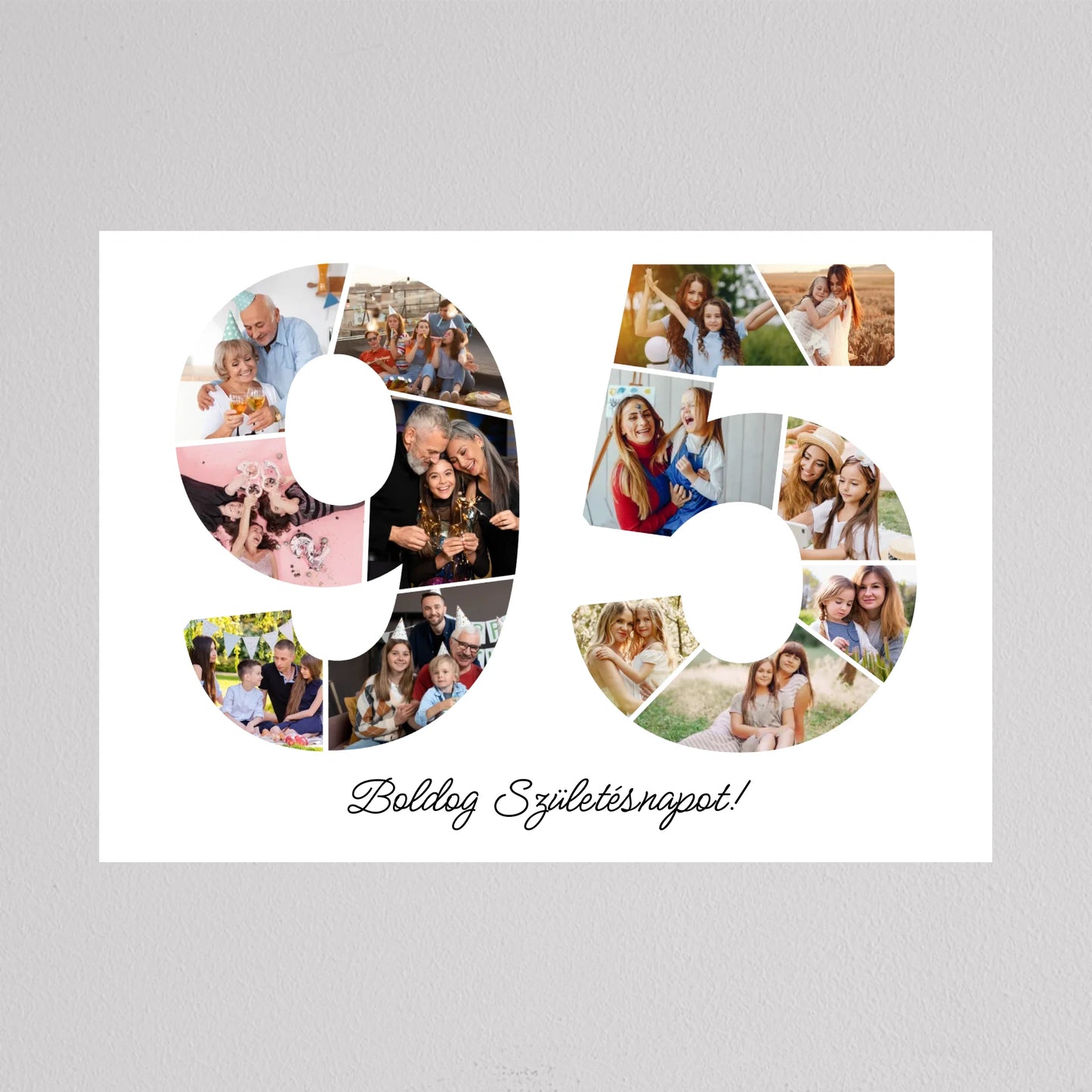 Egyedi számos fotó kollázs 95. születésnapra, évfordulóra