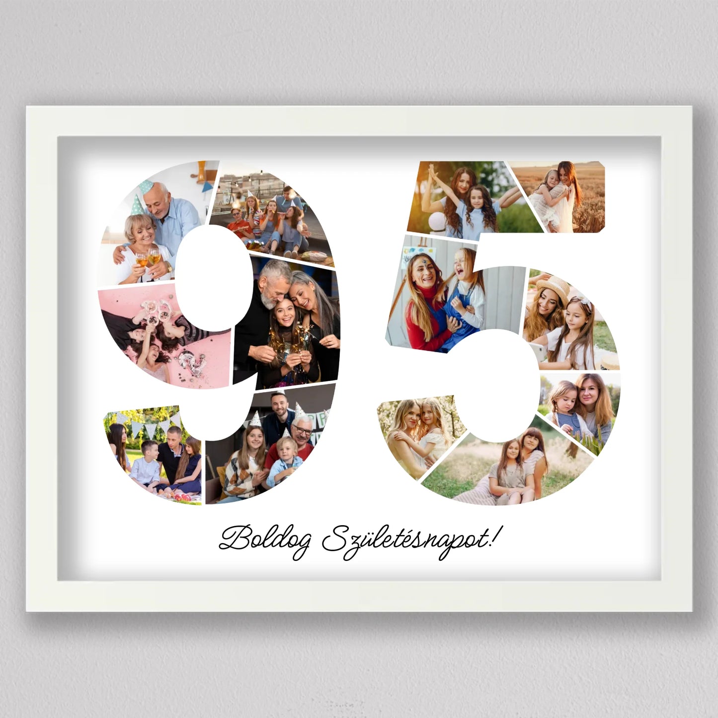 Egyedi számos fotó kollázs 95. születésnapra, évfordulóra