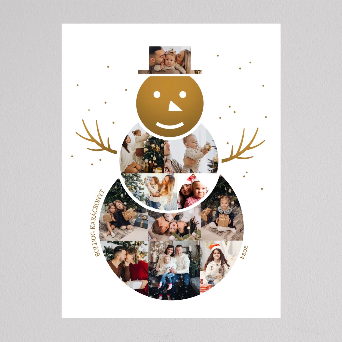 Karácsonyi Hóember alakú fotó kollázs