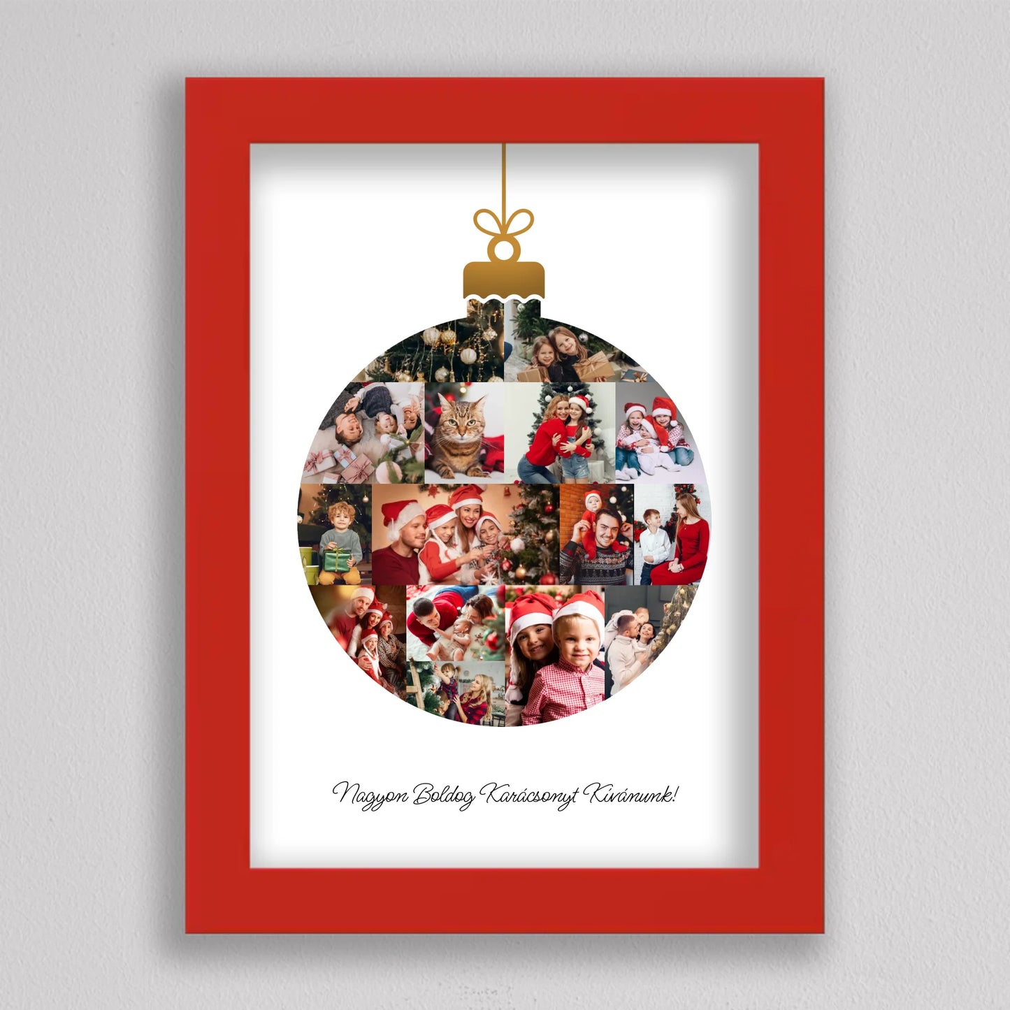 Karácsonyfa gömb alakú fotó kollázs