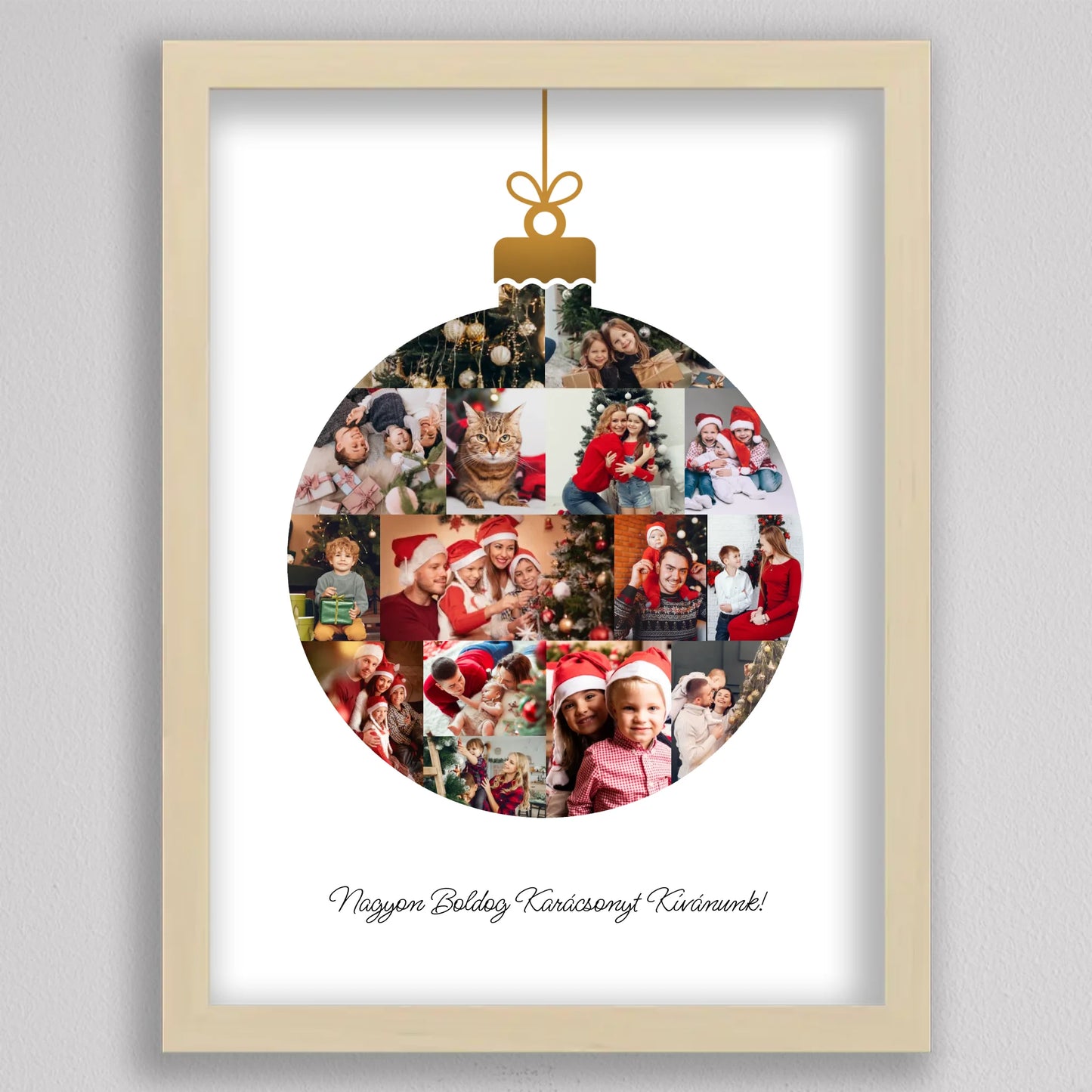 Karácsonyfa gömb alakú fotó kollázs