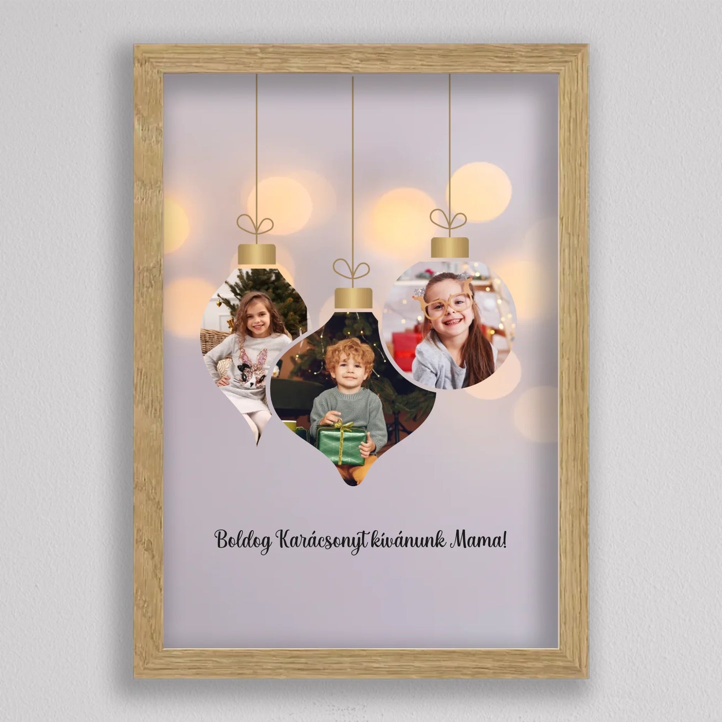 Karácsonyi díszek családi fotókollázs