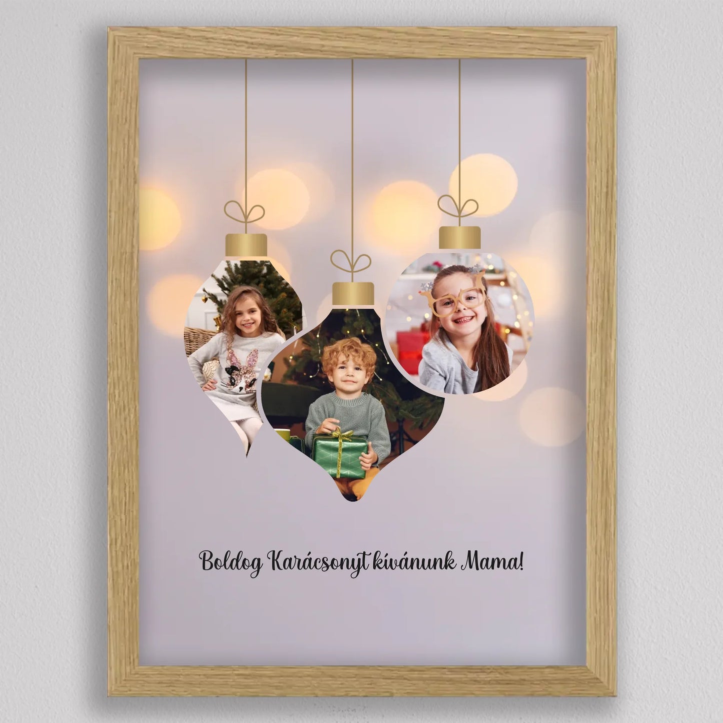 Karácsonyi díszek családi fotókollázs