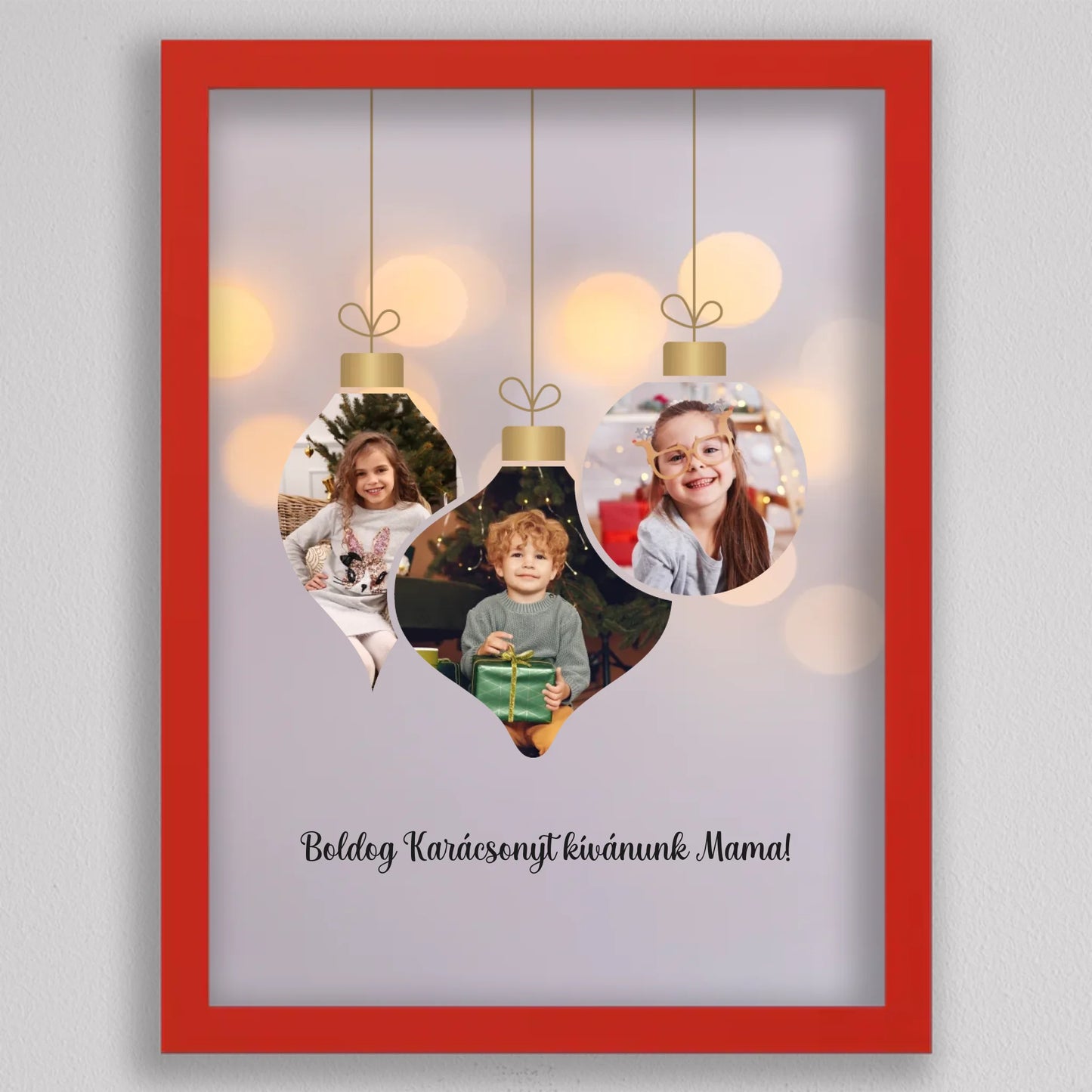 Karácsonyi díszek családi fotókollázs