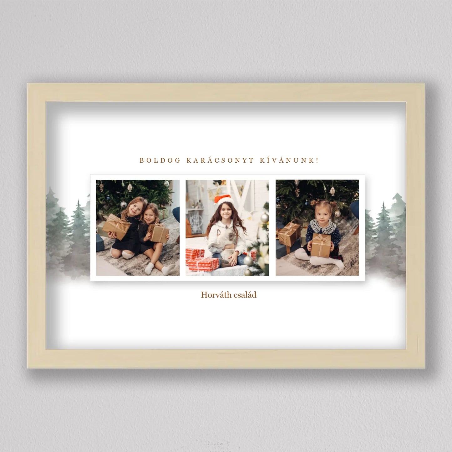 Karácsonyi táj családi fotó kollázs