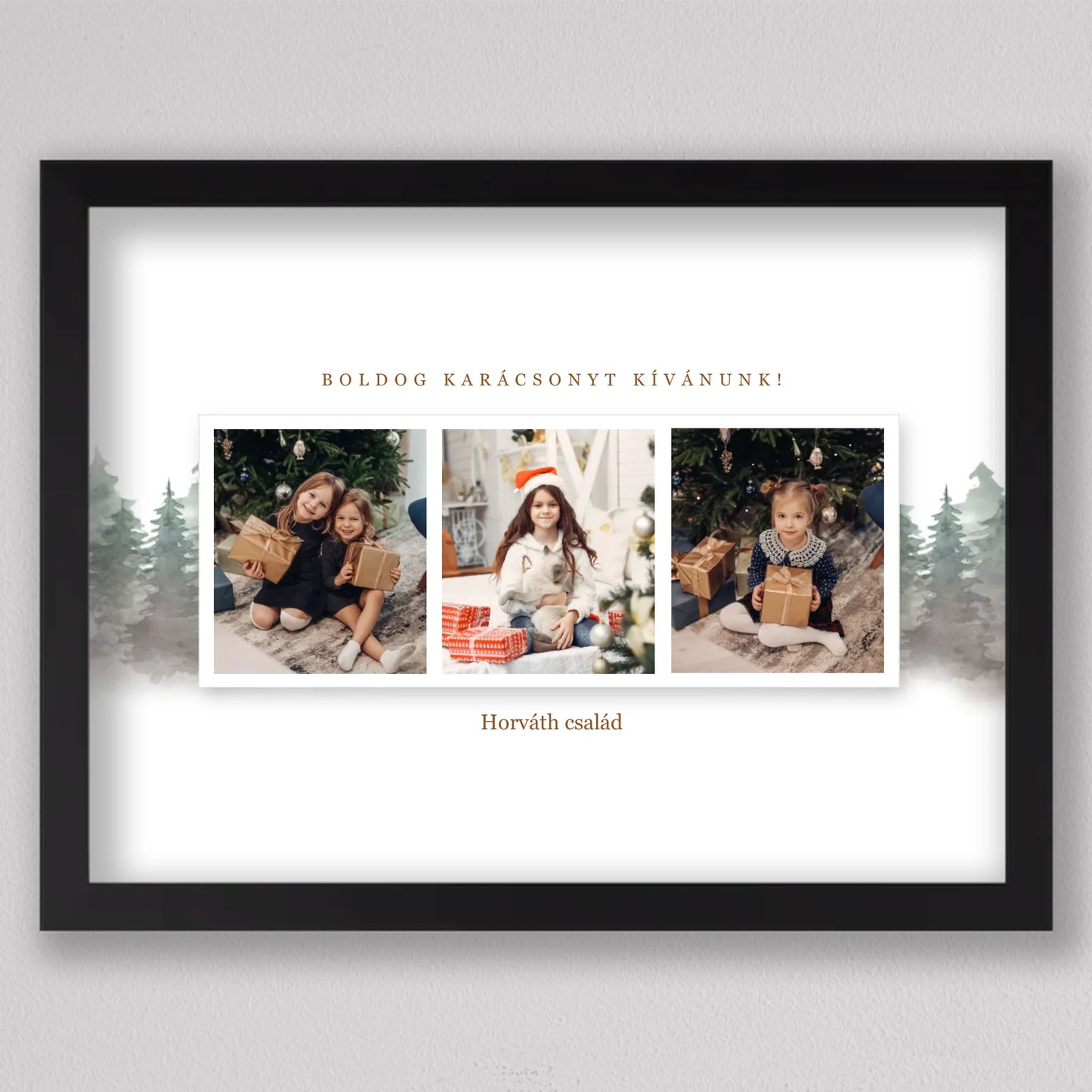 Karácsonyi táj családi fotó kollázs