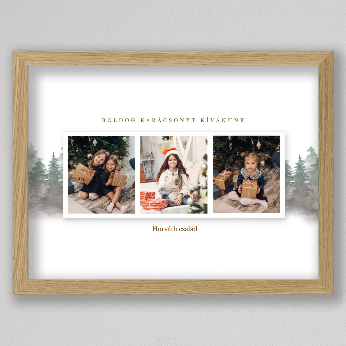 Karácsonyi táj családi fotó kollázs