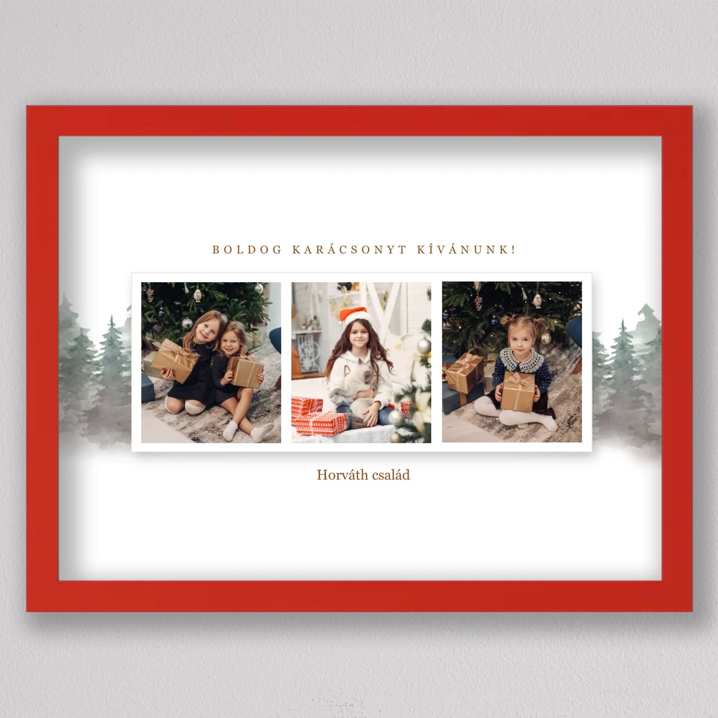 Karácsonyi táj családi fotó kollázs