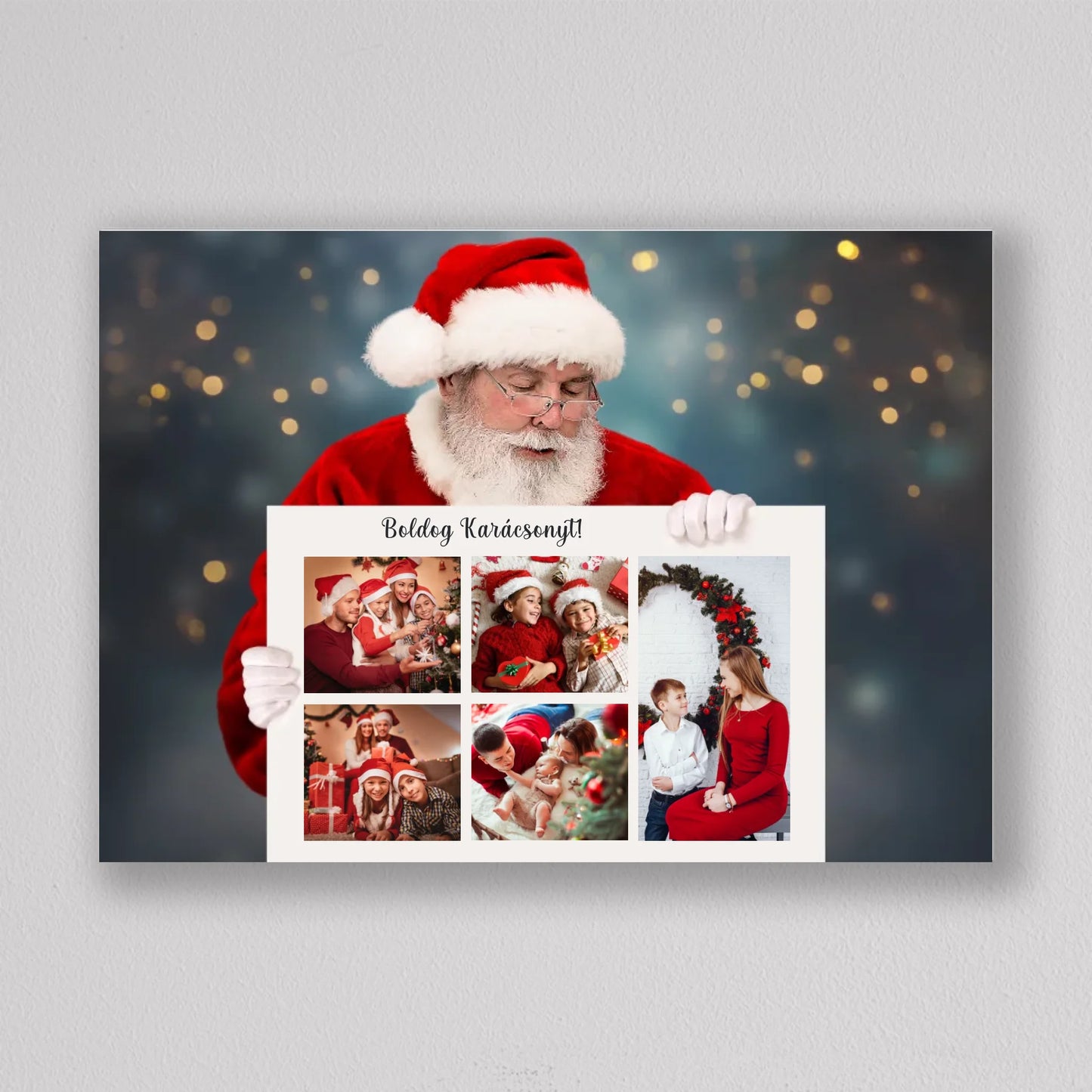 Mikulás karácsonyi családi fotó kollázs