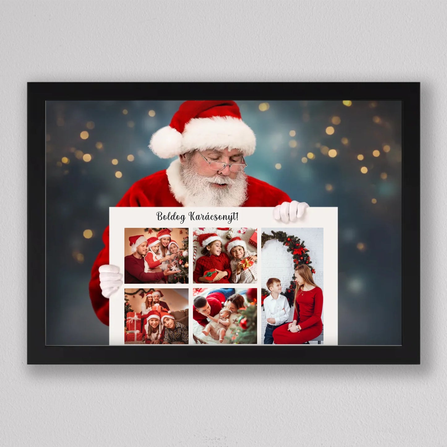 Mikulás karácsonyi családi fotó kollázs