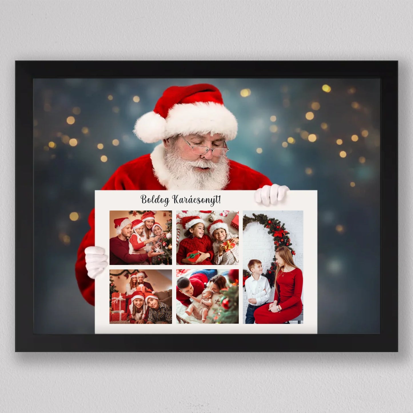 Mikulás karácsonyi családi fotó kollázs