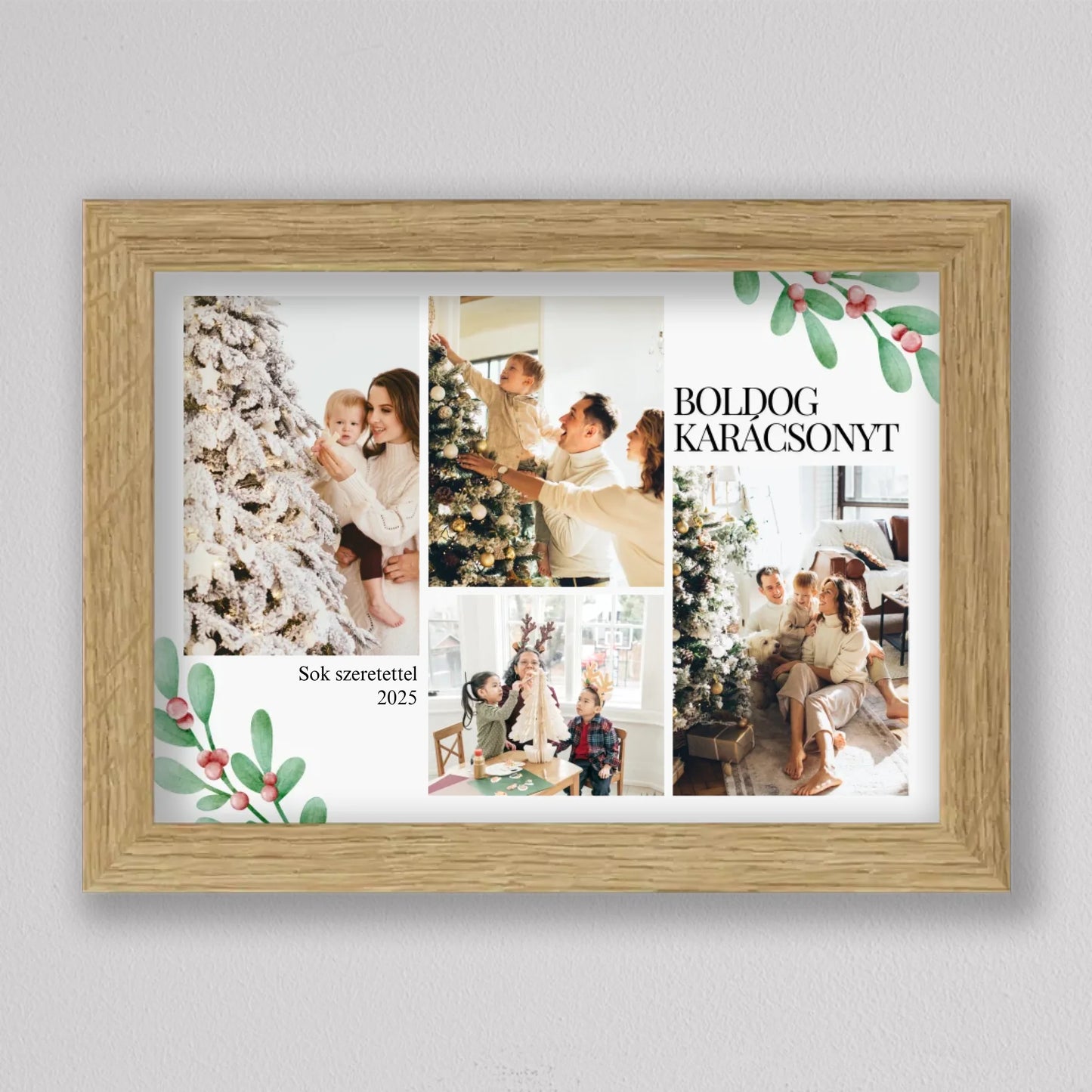 Karácsonyi fagyöngy stílusú fotókollázs