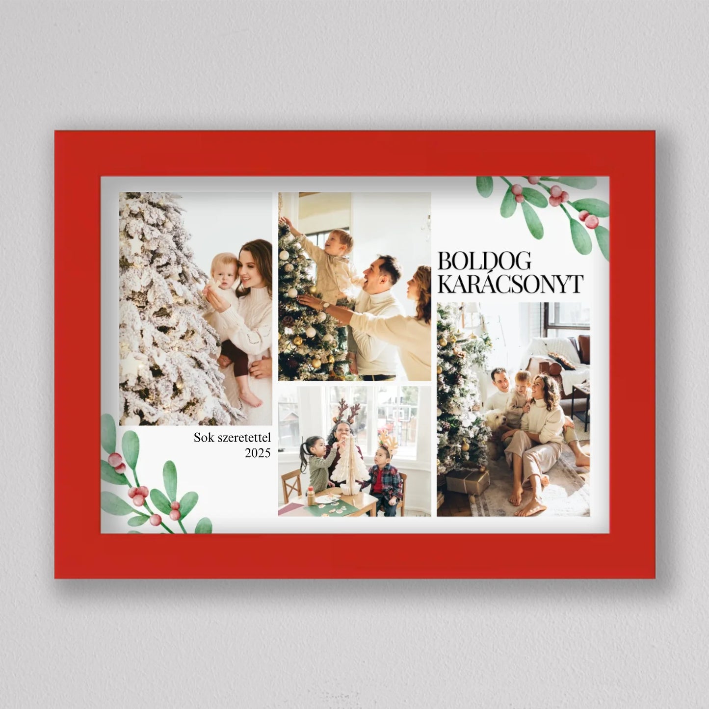 Karácsonyi fagyöngy stílusú fotókollázs