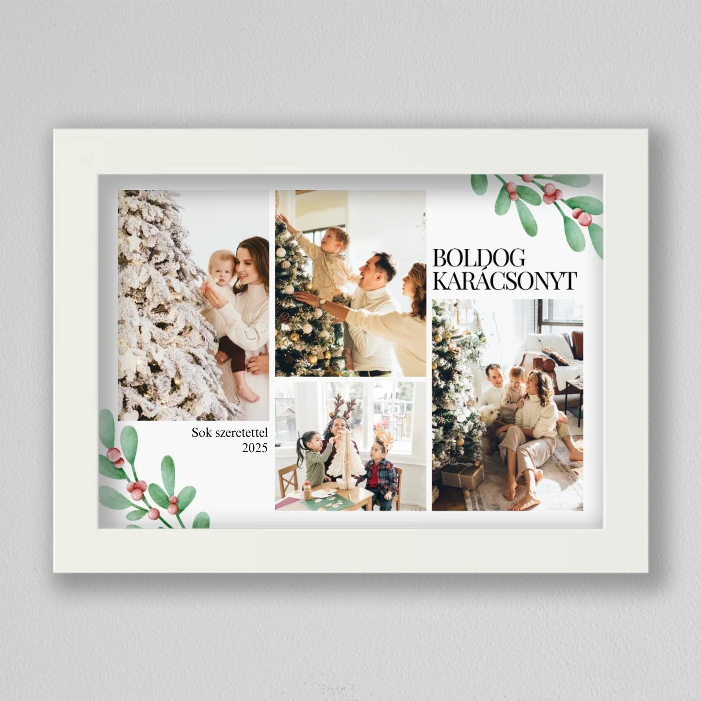 Karácsonyi fagyöngy stílusú fotókollázs