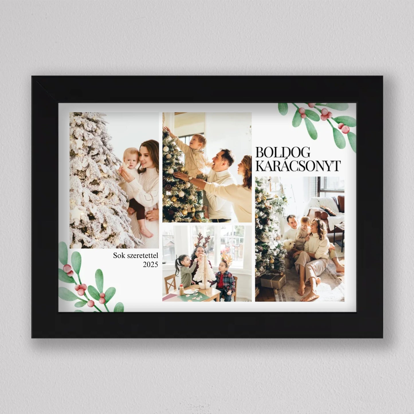 Karácsonyi fagyöngy stílusú fotókollázs