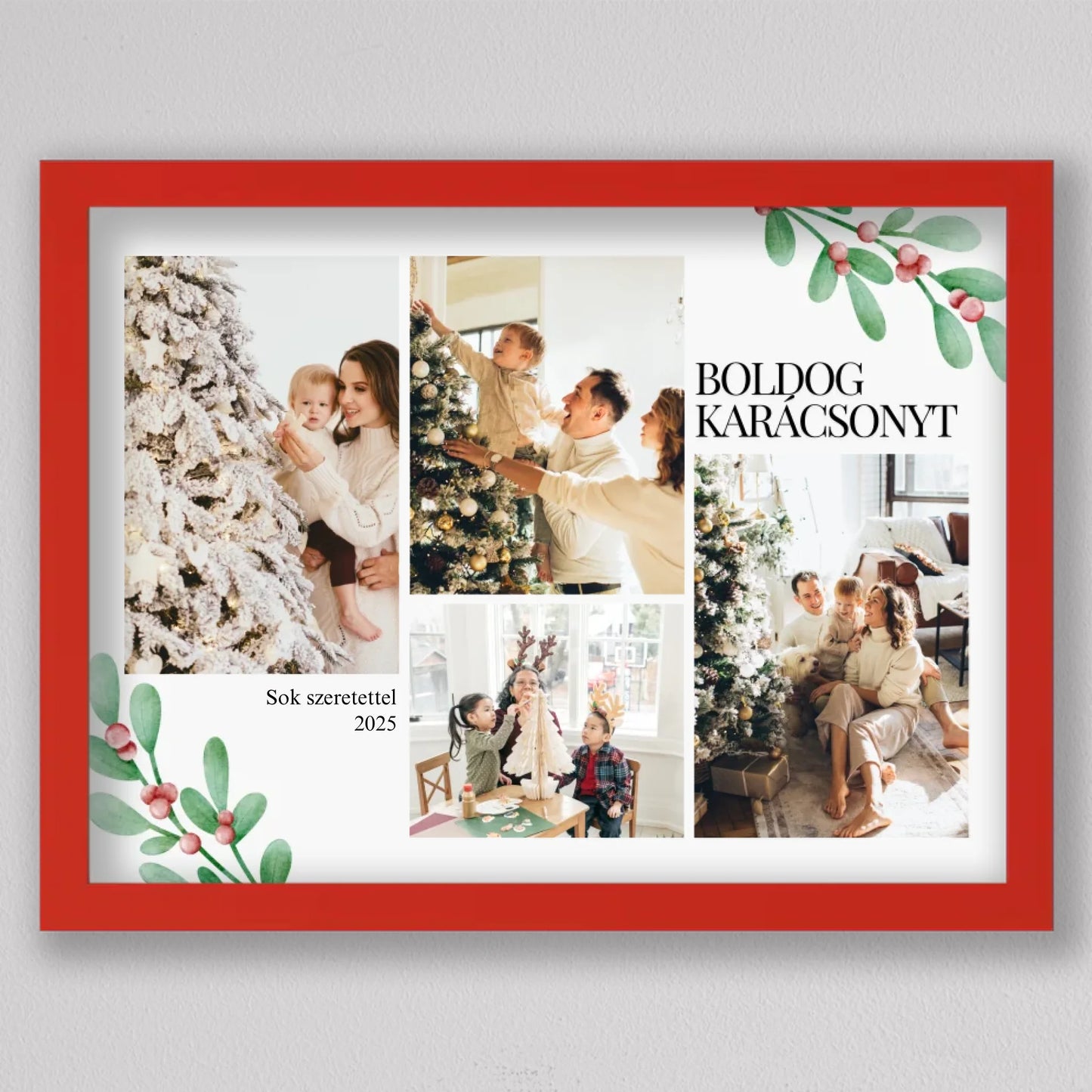 Karácsonyi fagyöngy stílusú fotókollázs