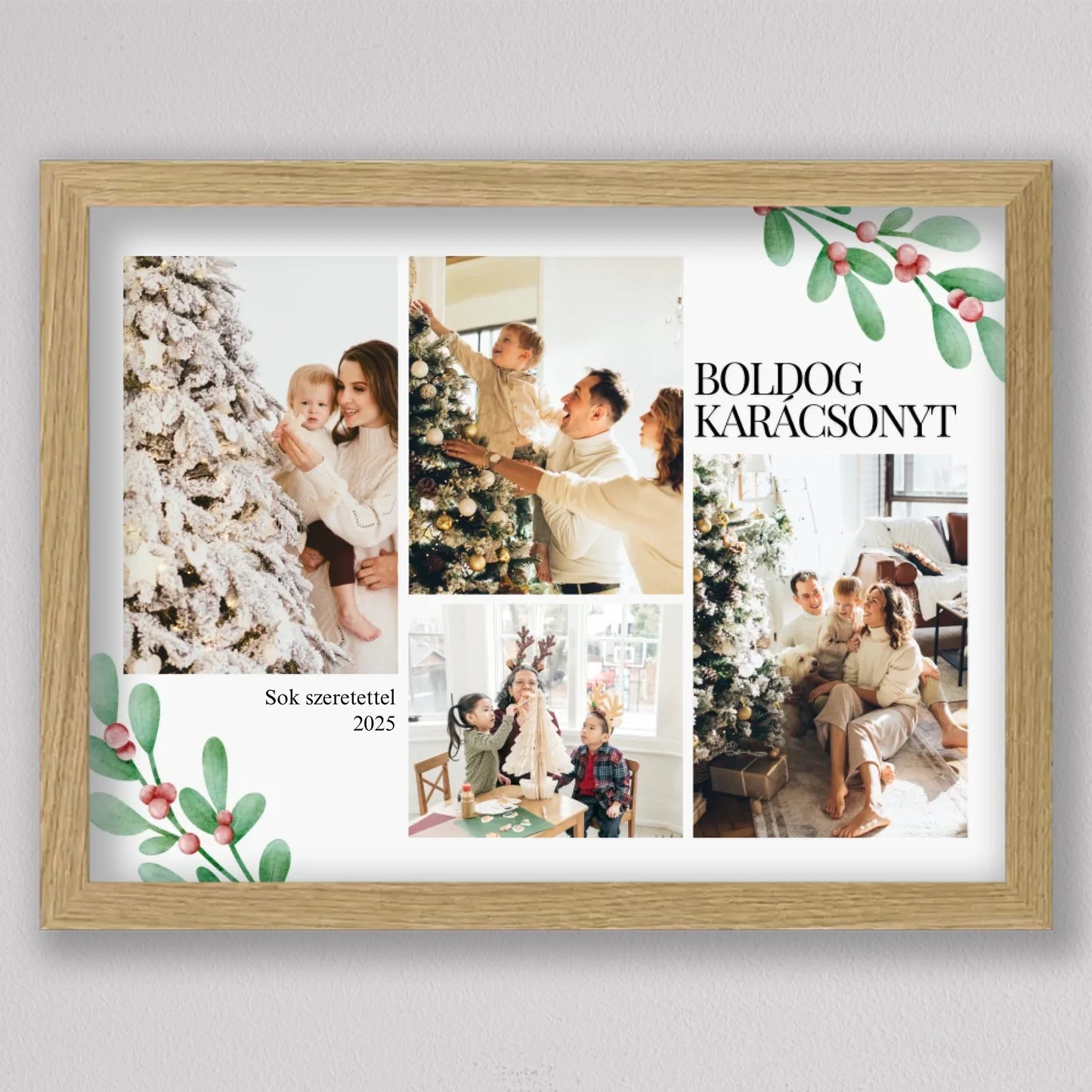 Karácsonyi fagyöngy stílusú fotókollázs