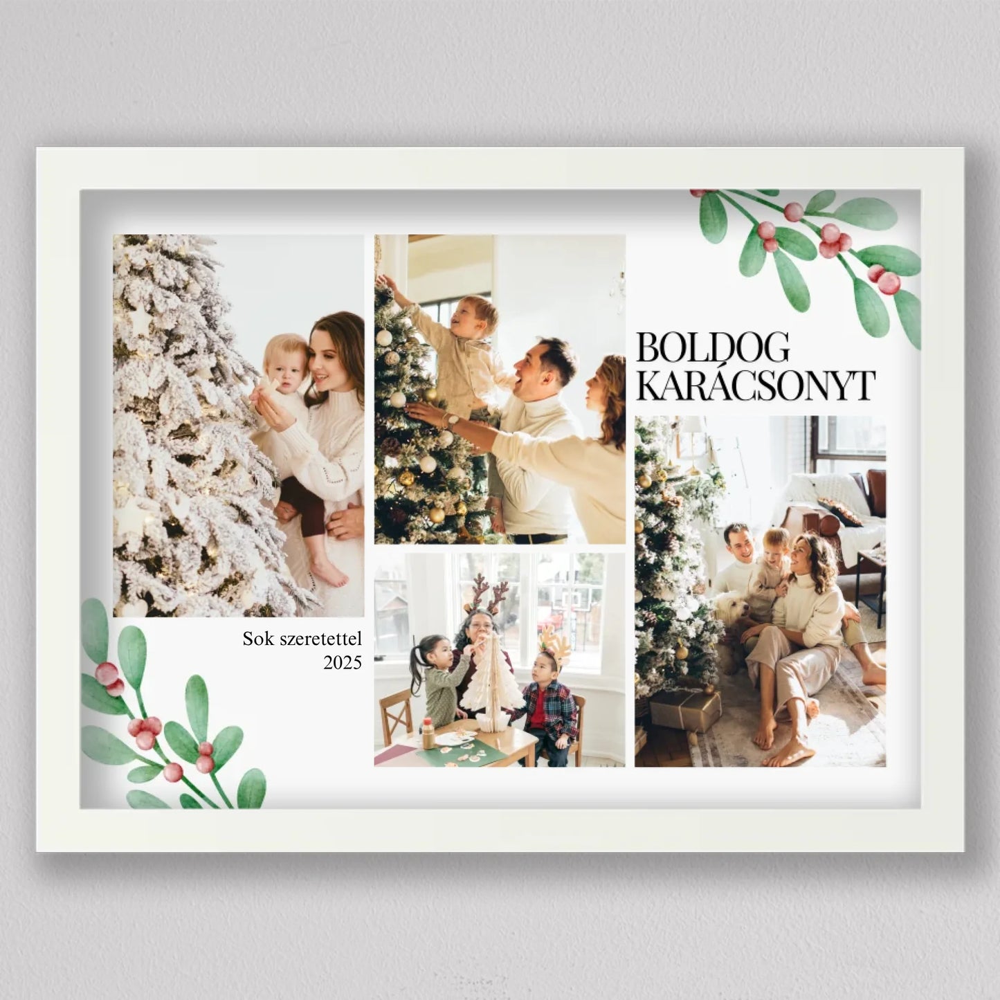 Karácsonyi fagyöngy stílusú fotókollázs