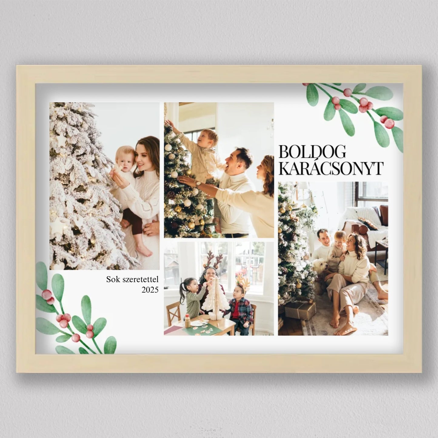 Karácsonyi fagyöngy stílusú fotókollázs