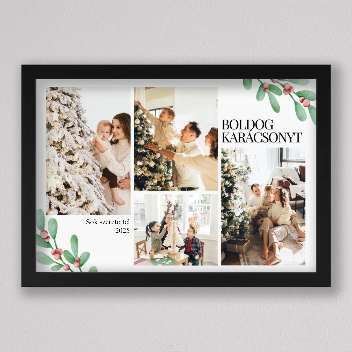 Karácsonyi fagyöngy stílusú fotókollázs