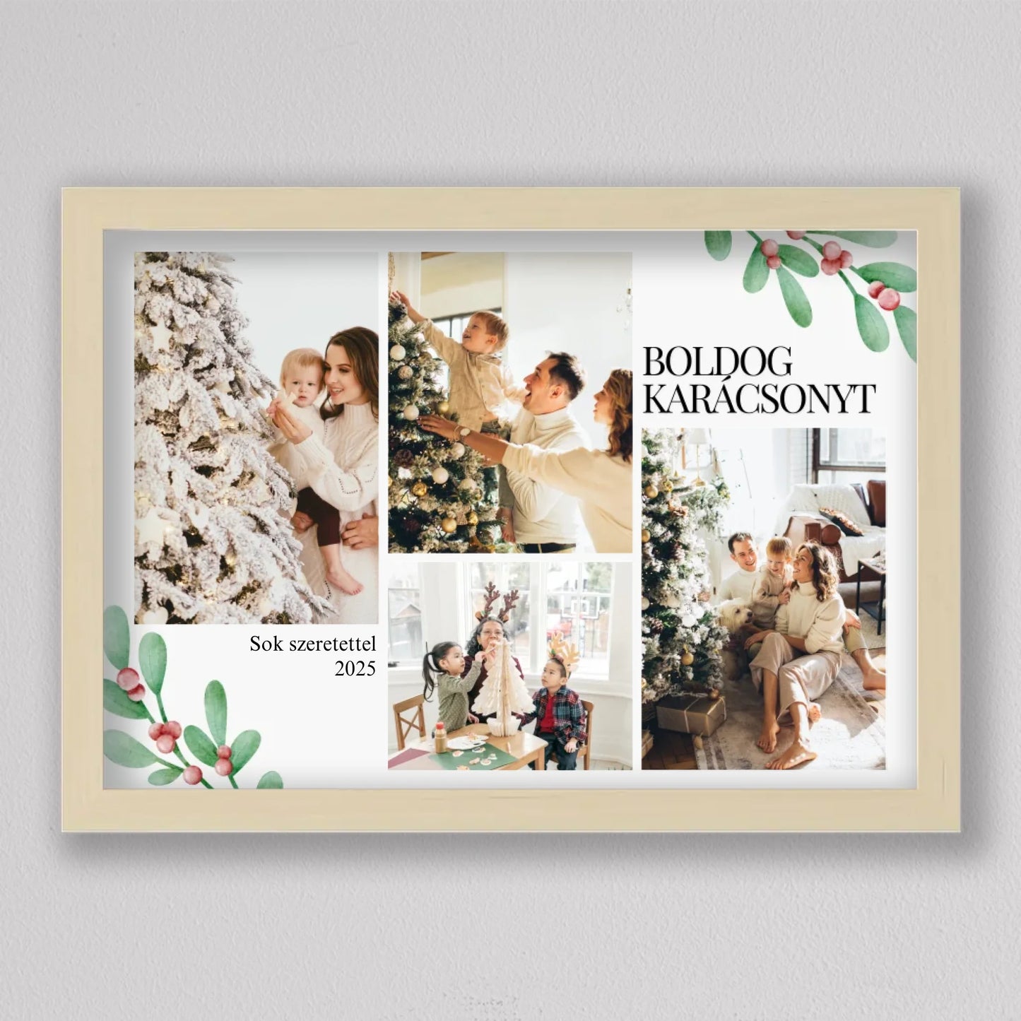 Karácsonyi fagyöngy stílusú fotókollázs