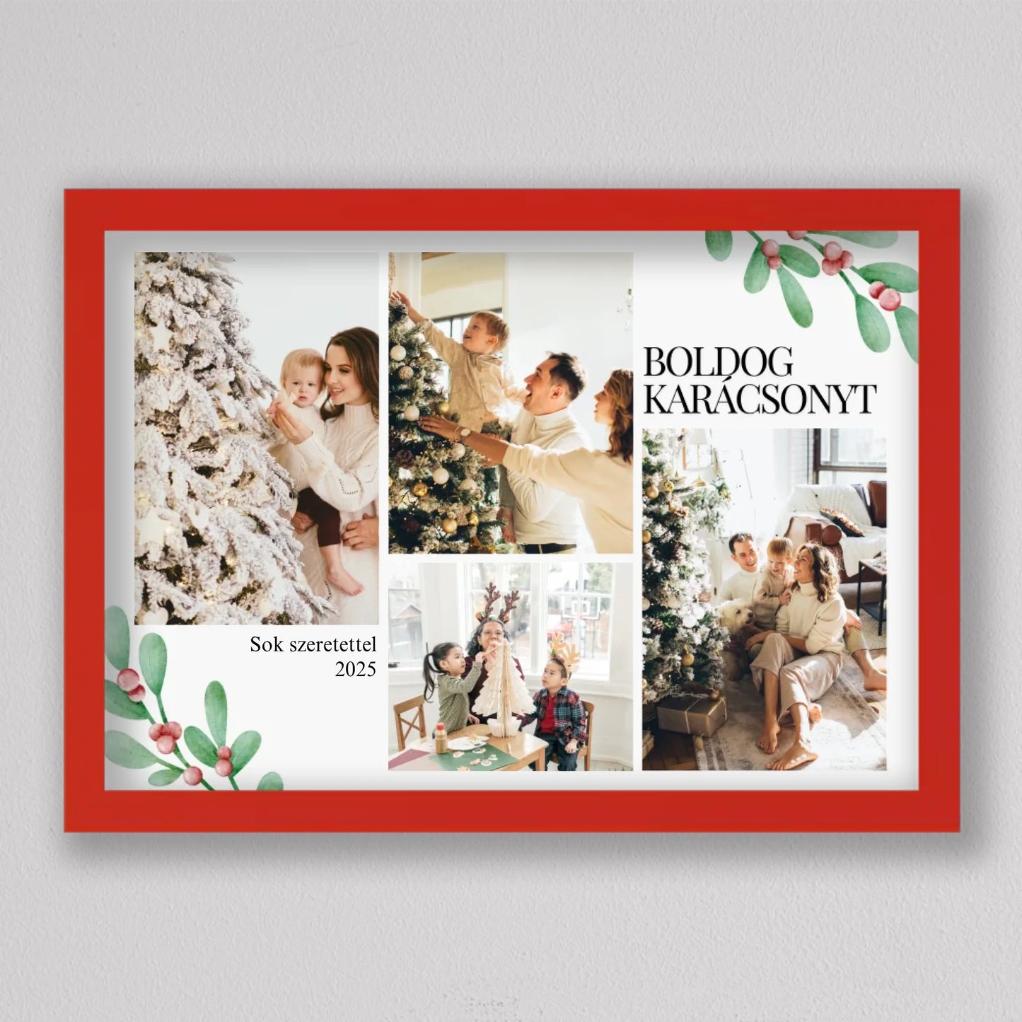 Karácsonyi fagyöngy stílusú fotókollázs