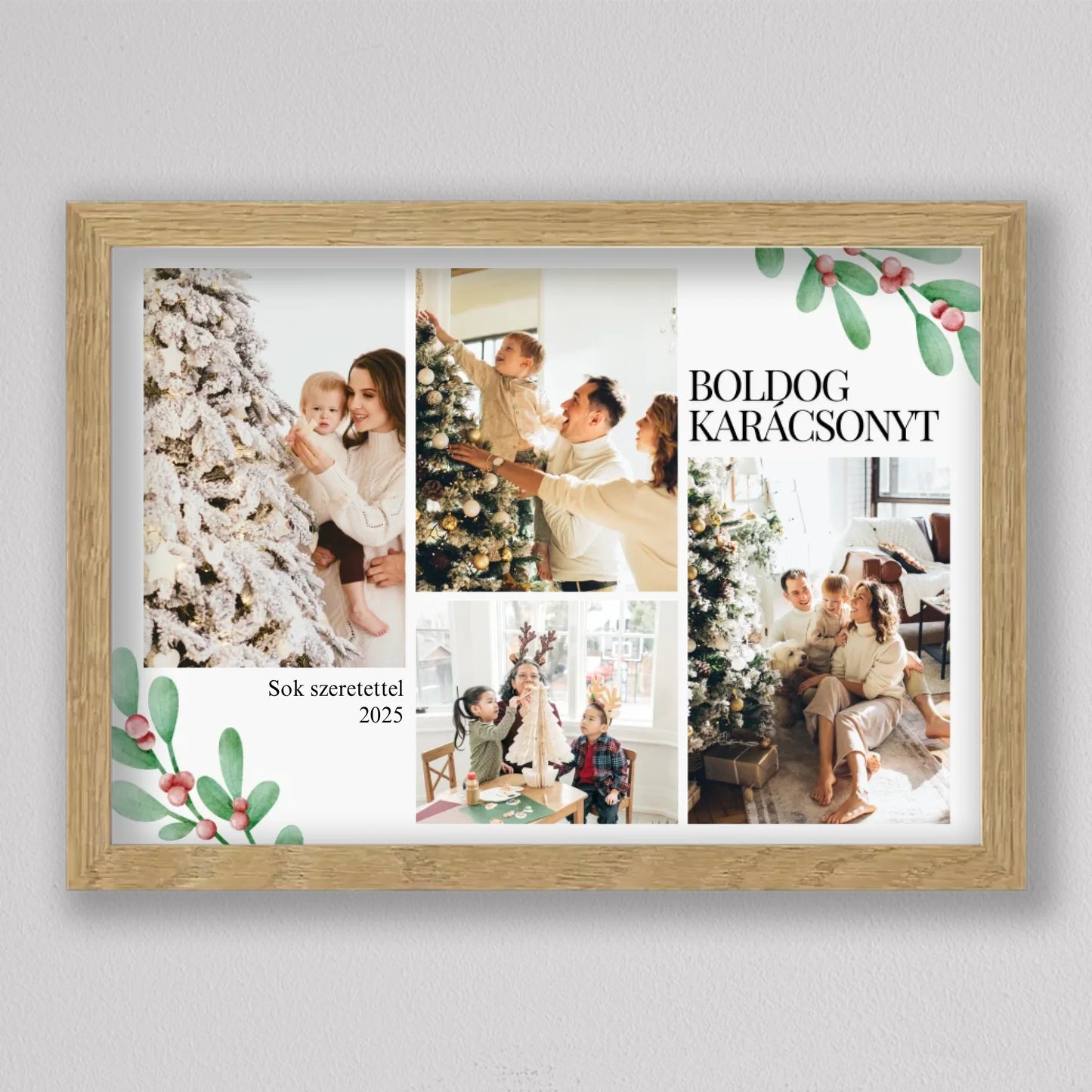 Karácsonyi fagyöngy stílusú fotókollázs